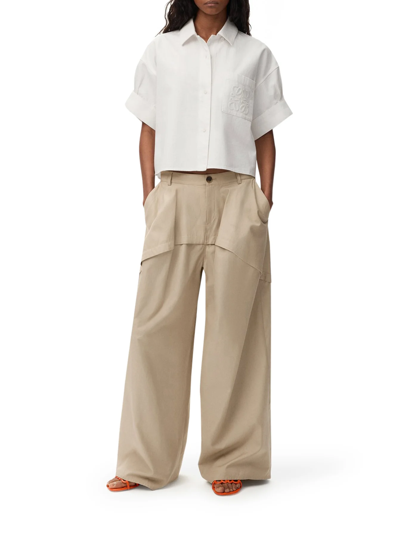 LIGHTWEIGHT COTTON TROUSERS WITH ASYMMETRIC PANEL CONSTRUCTION - Image 2