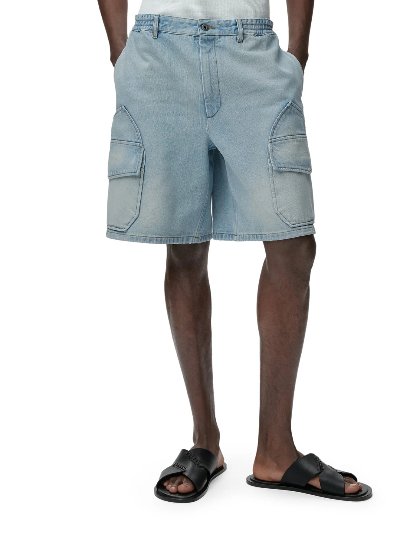 MIDWEIGHT WASHED COTTON DENIM SHORTS - Image 3
