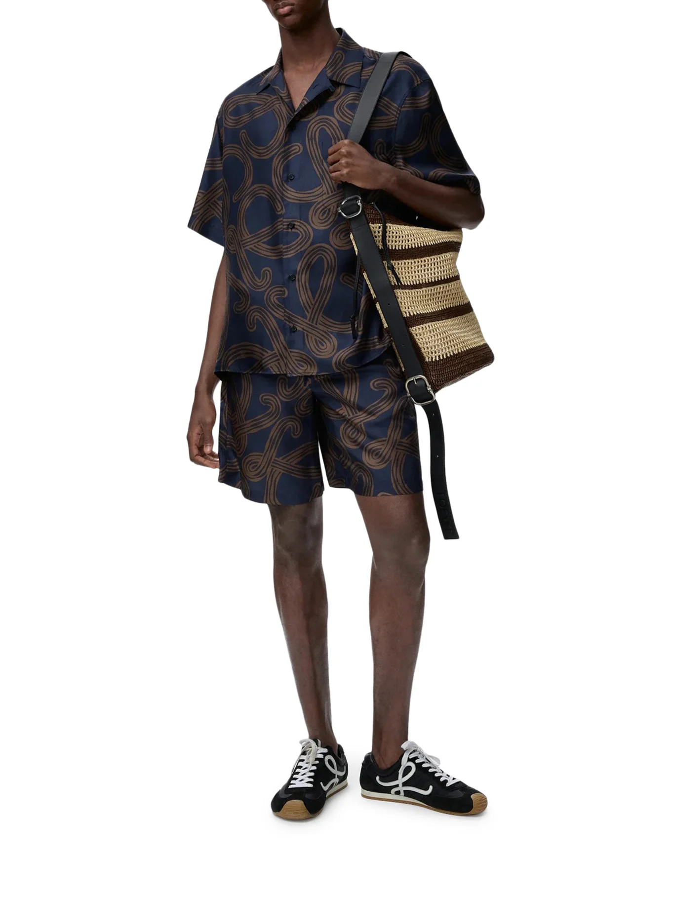SHORT-SLEEVED SILK TWILL SHIRT WITH ALL-OVER ANAGRAM PRINT - Image 2