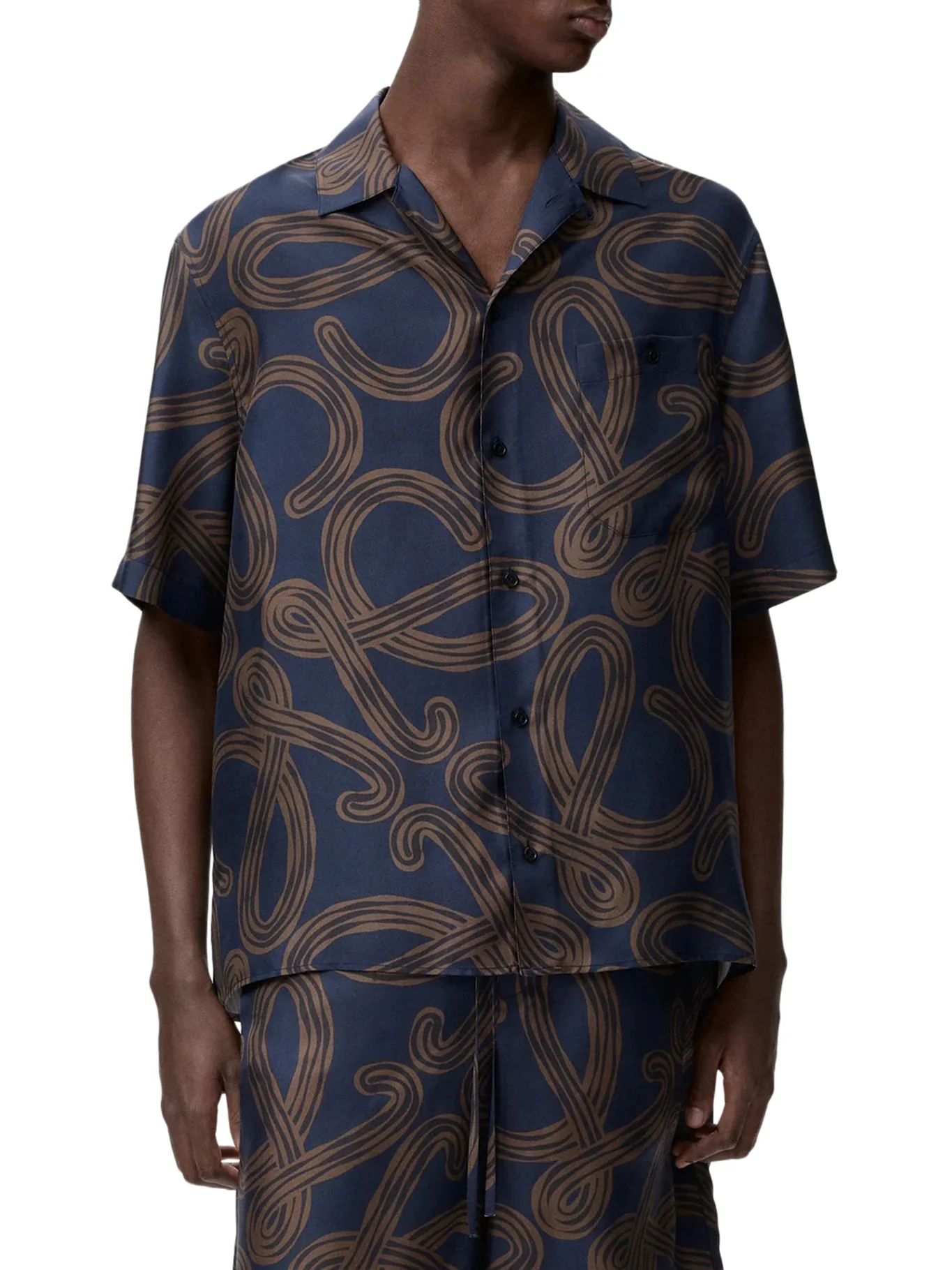 SHORT-SLEEVED SILK TWILL SHIRT WITH ALL-OVER ANAGRAM PRINT - Image 3