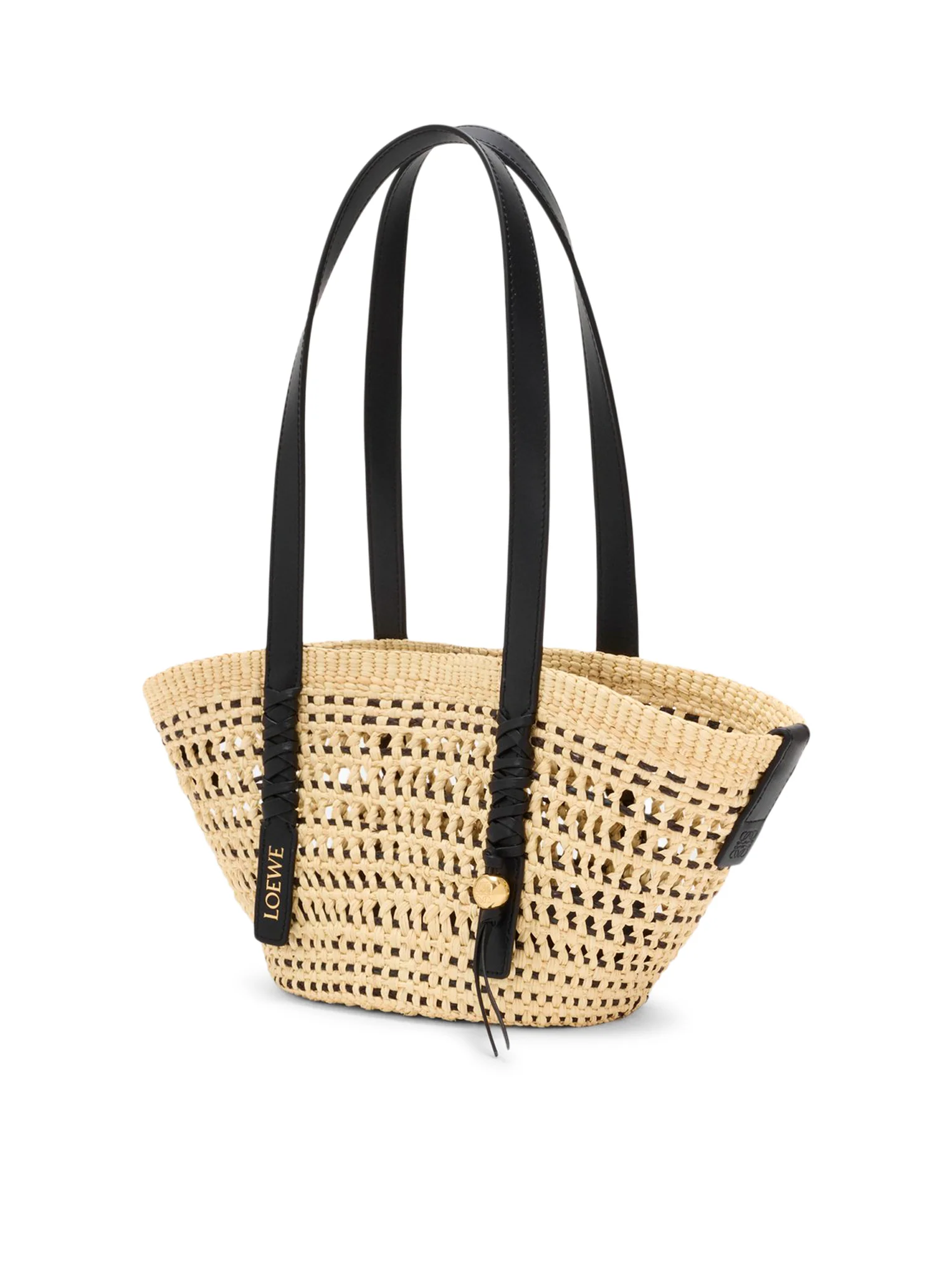SMALL WOVEN BASKET MADE OF IRACA PALM AND CALFSKIN - Image 4