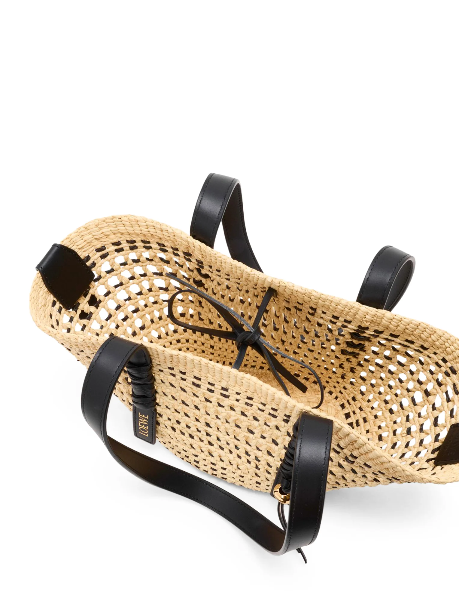 SMALL WOVEN BASKET MADE OF IRACA PALM AND CALFSKIN - Image 6