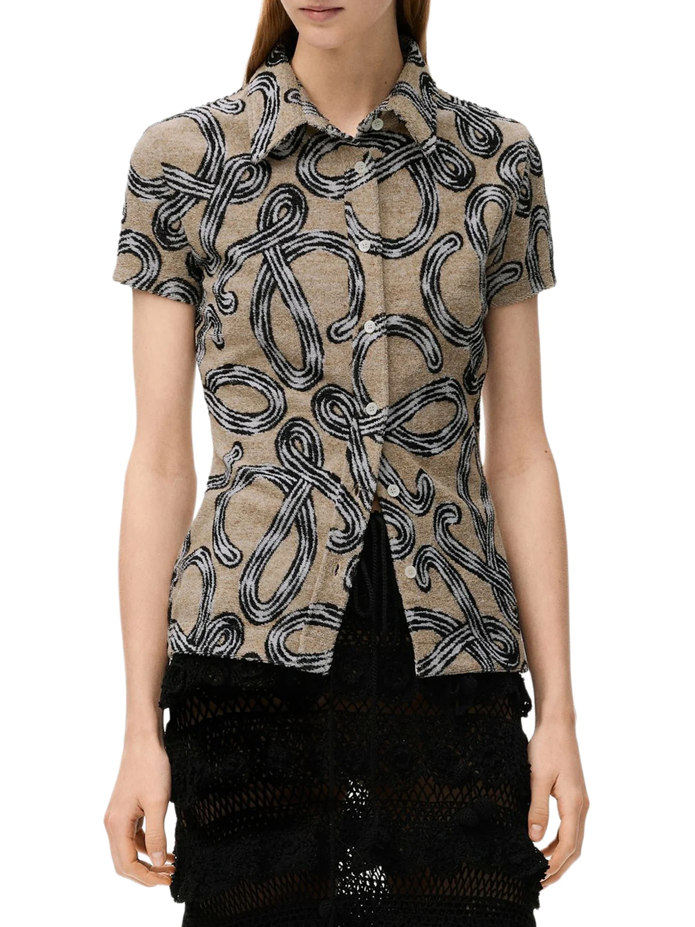 TERRY CLOTH SHIRT WITH ALL-OVER ANAGRAM JACQUARD - Image 3