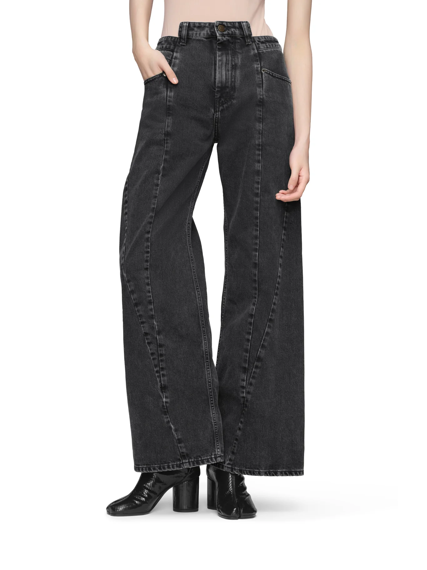 ASYMMETRIC 5-POCKET DENIM JEANS - Image 2