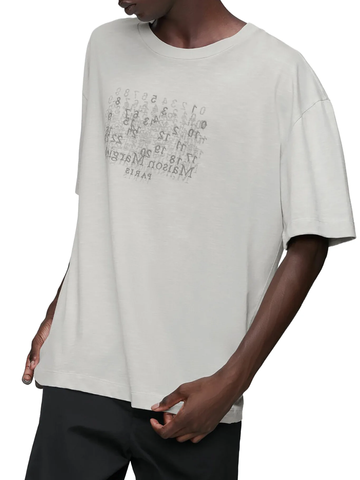 COTTON T-SHIRT WITH TONE-ON-TONE LETTERING PRINT - Image 2