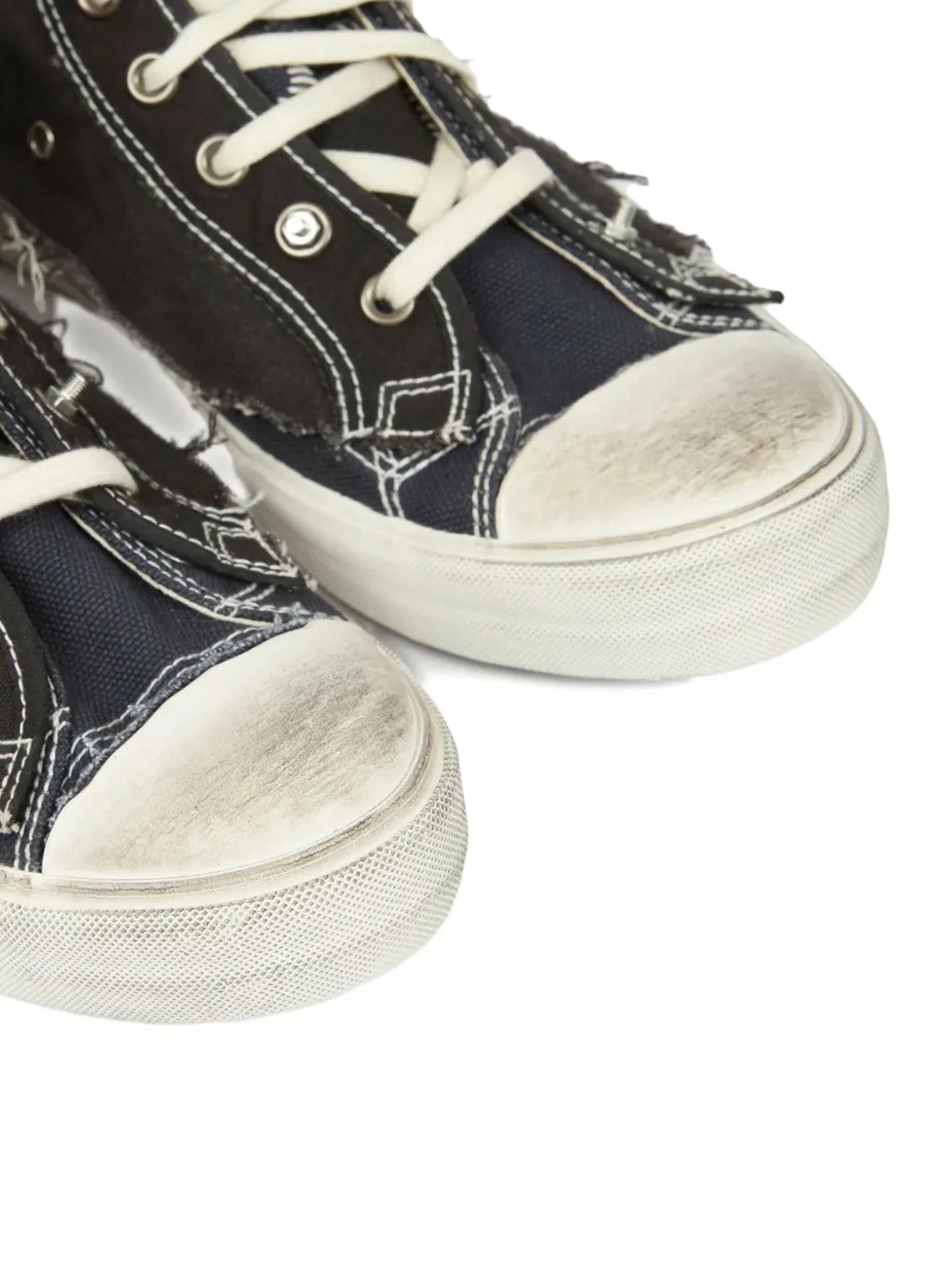 "LOVE TO DEATH" HIGH-TOP CANVAS SNEAKERS WITH DESTRUCTURED DETAILS - Image 4