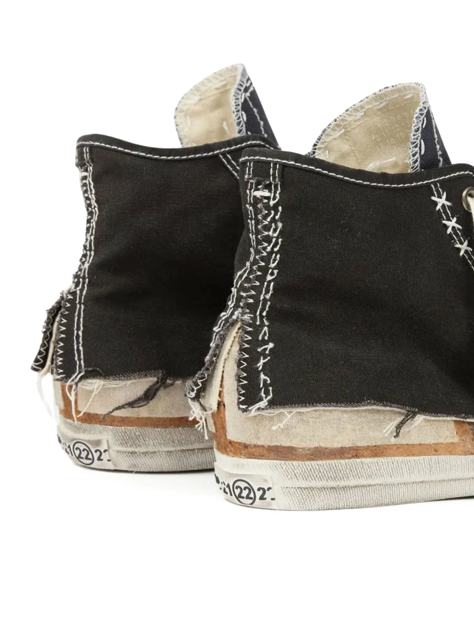"LOVE TO DEATH" HIGH-TOP CANVAS SNEAKERS WITH DESTRUCTURED DETAILS - Image 5