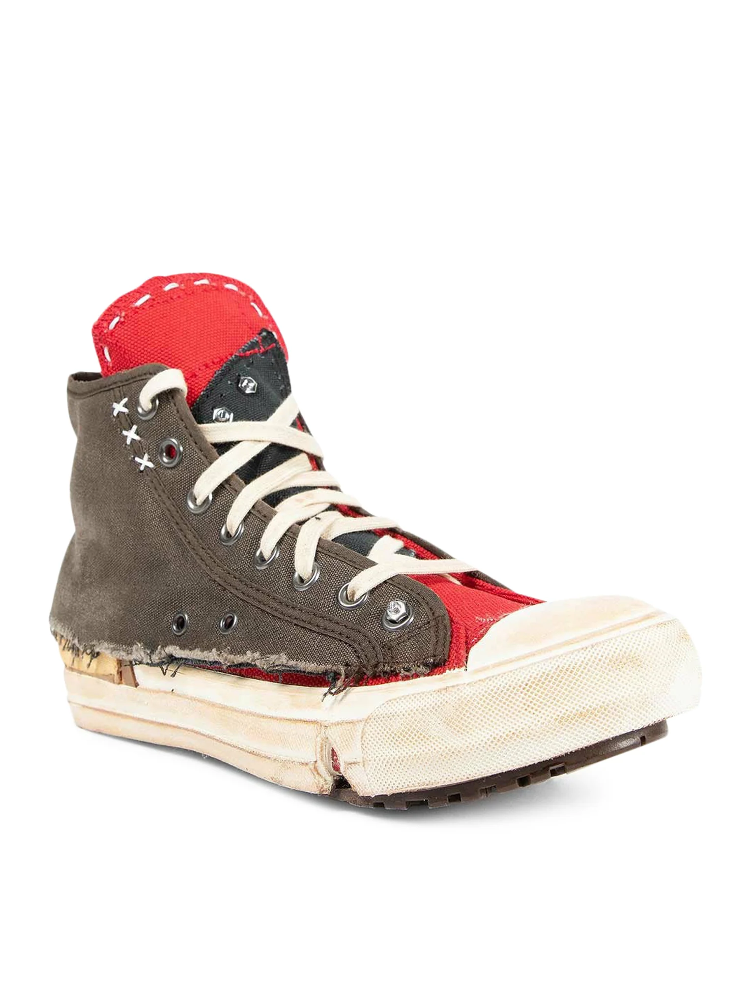 "LOVE TO DEATH" HIGH-TOP CANVAS SNEAKERS WITH DESTRUCTURED DETAILS - Image 2