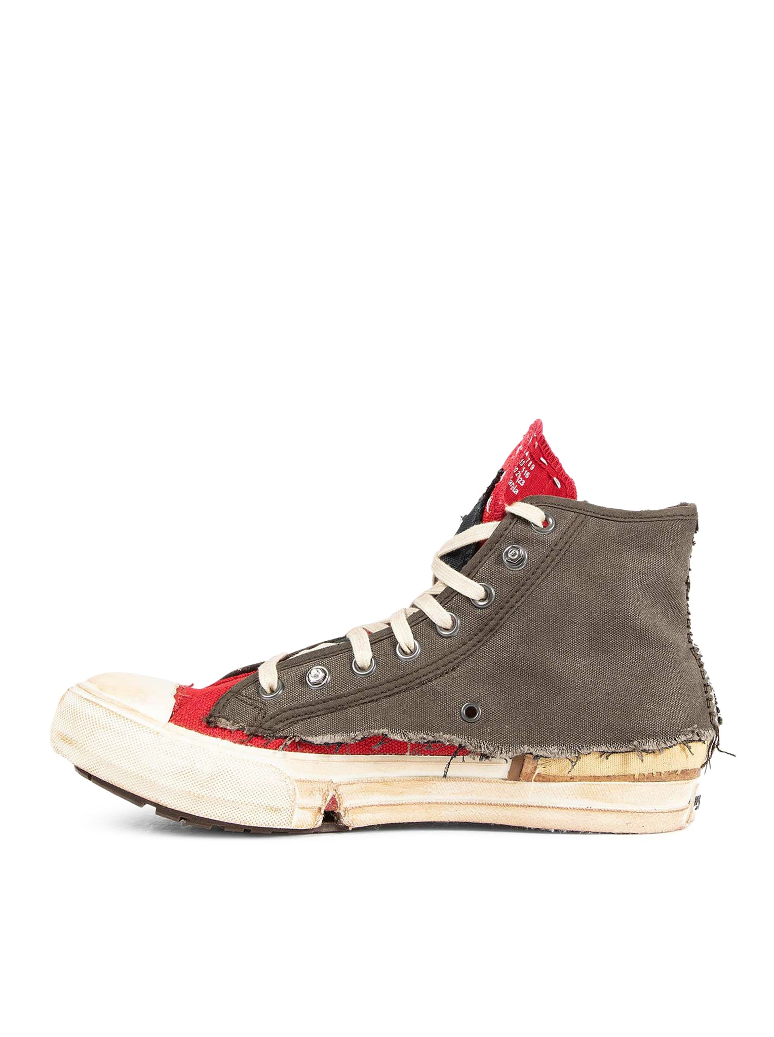 "LOVE TO DEATH" HIGH-TOP CANVAS SNEAKERS WITH DESTRUCTURED DETAILS - Image 4