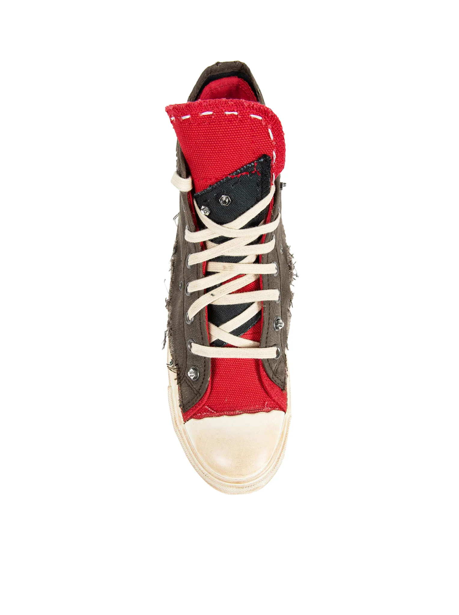 "LOVE TO DEATH" HIGH-TOP CANVAS SNEAKERS WITH DESTRUCTURED DETAILS - Image 5