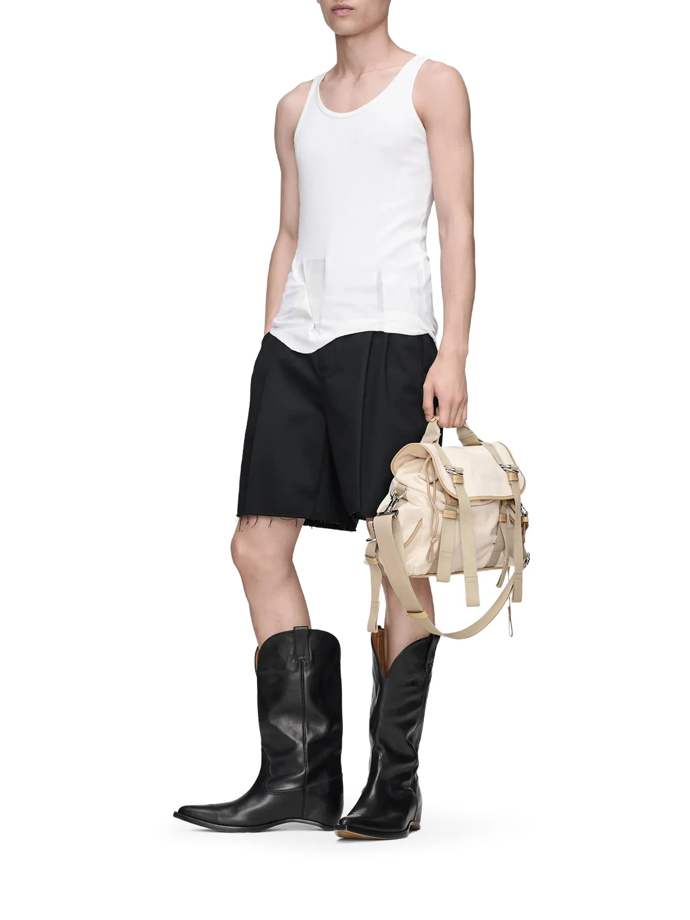 TAILORED BERMUDA SHORTS WITH PLEATS AND FRINGED HEM - Image 2