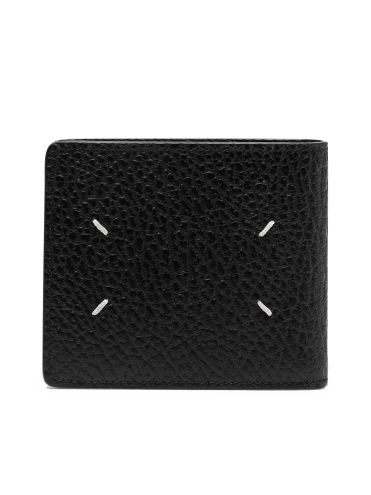 BLACK LEATHER BI-FOLD FOUR STITCHES WALLET - Image 2