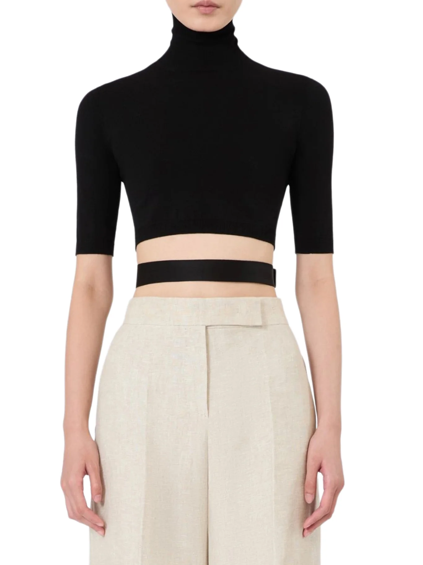 CROP TURTLENECK IN STRETCH FABRIC - Image 2