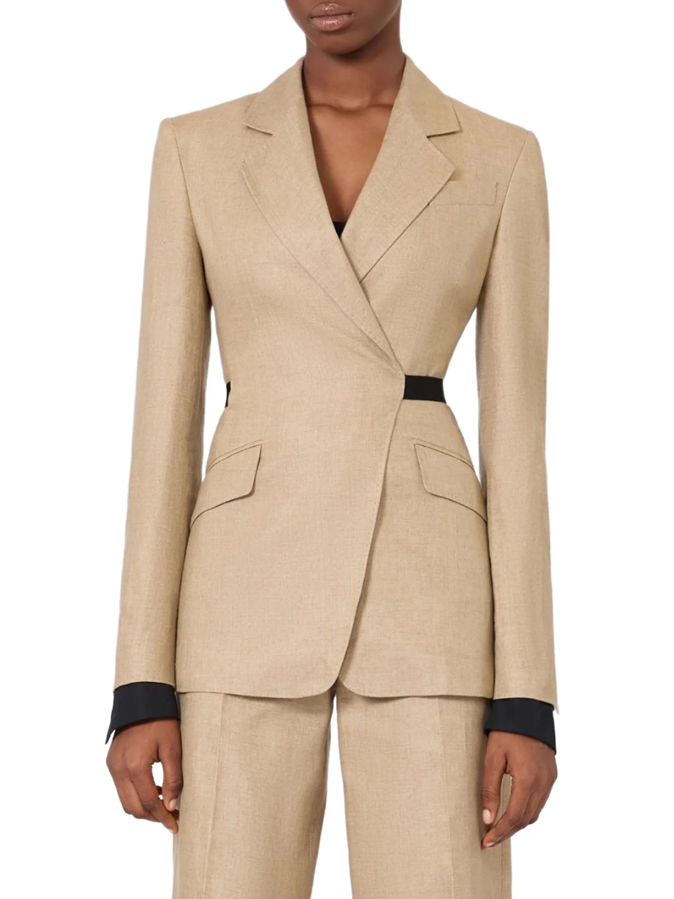 DOUBLE-BREASTED BLAZER IN PURE LINEN NATTÉ - Image 3