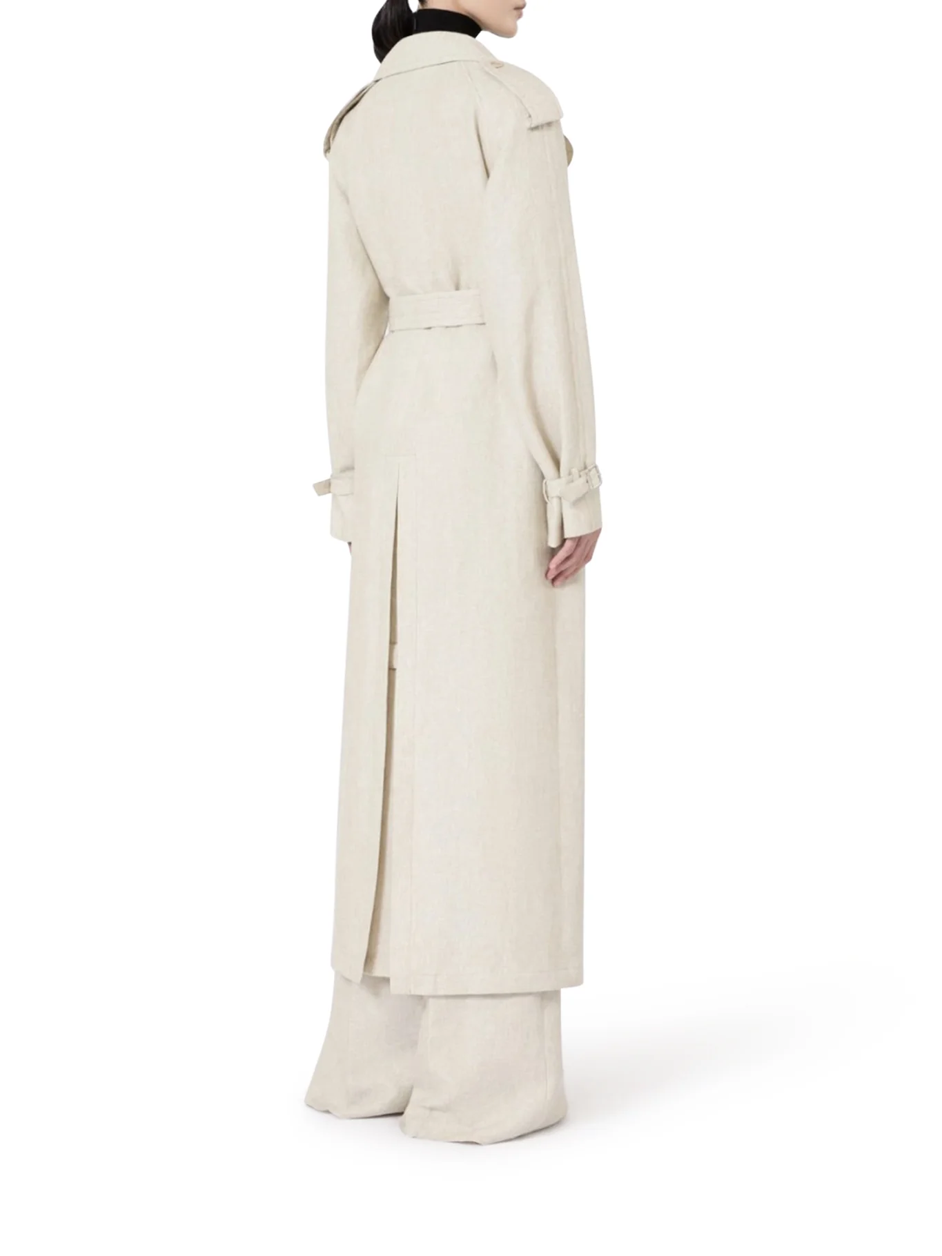 DOUBLE-BREASTED DUSTER COAT IN PURE LINEN DRILL - Image 3