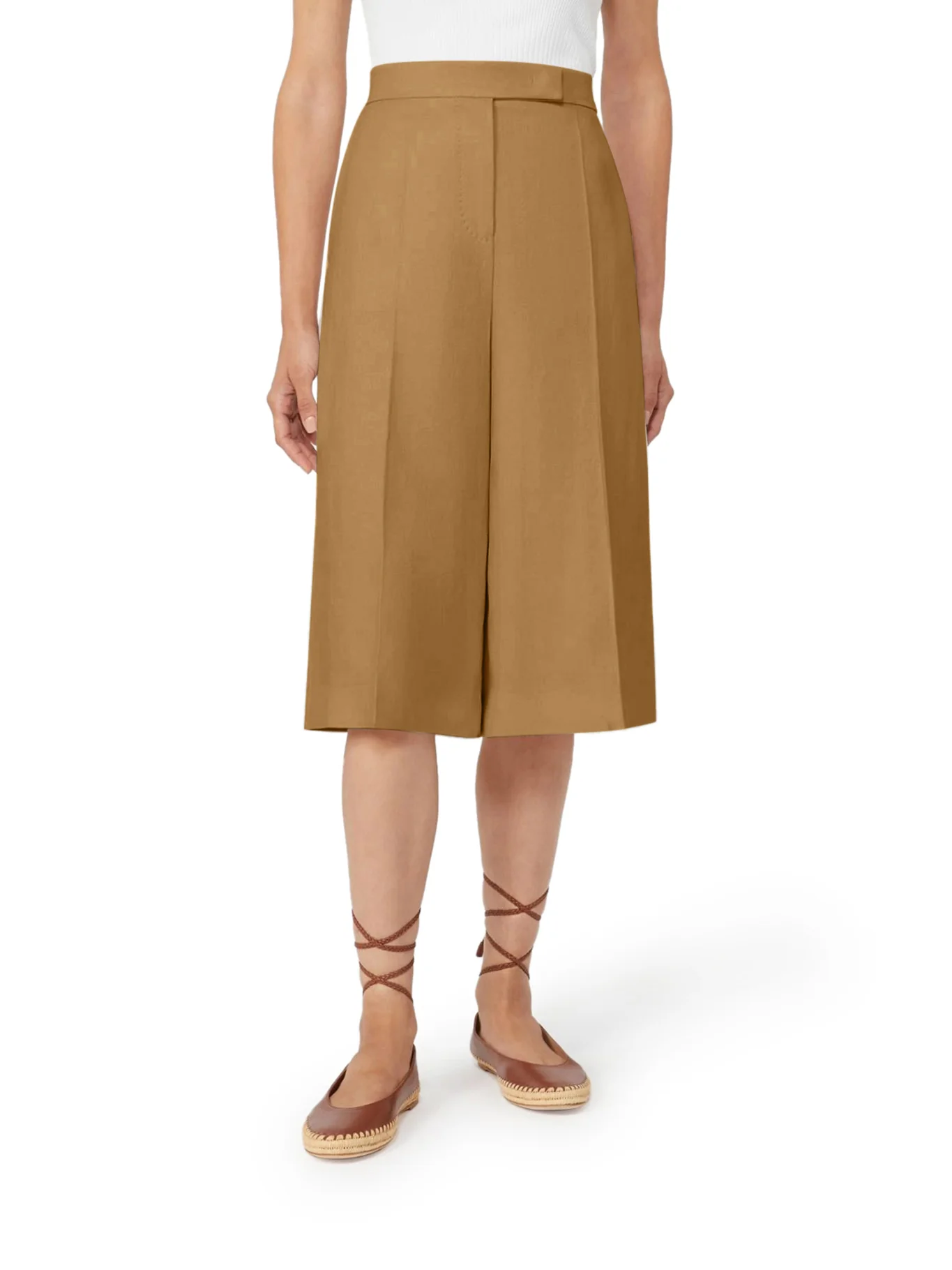 KAKI LINEN BERMUDA SHORTS - Image 2