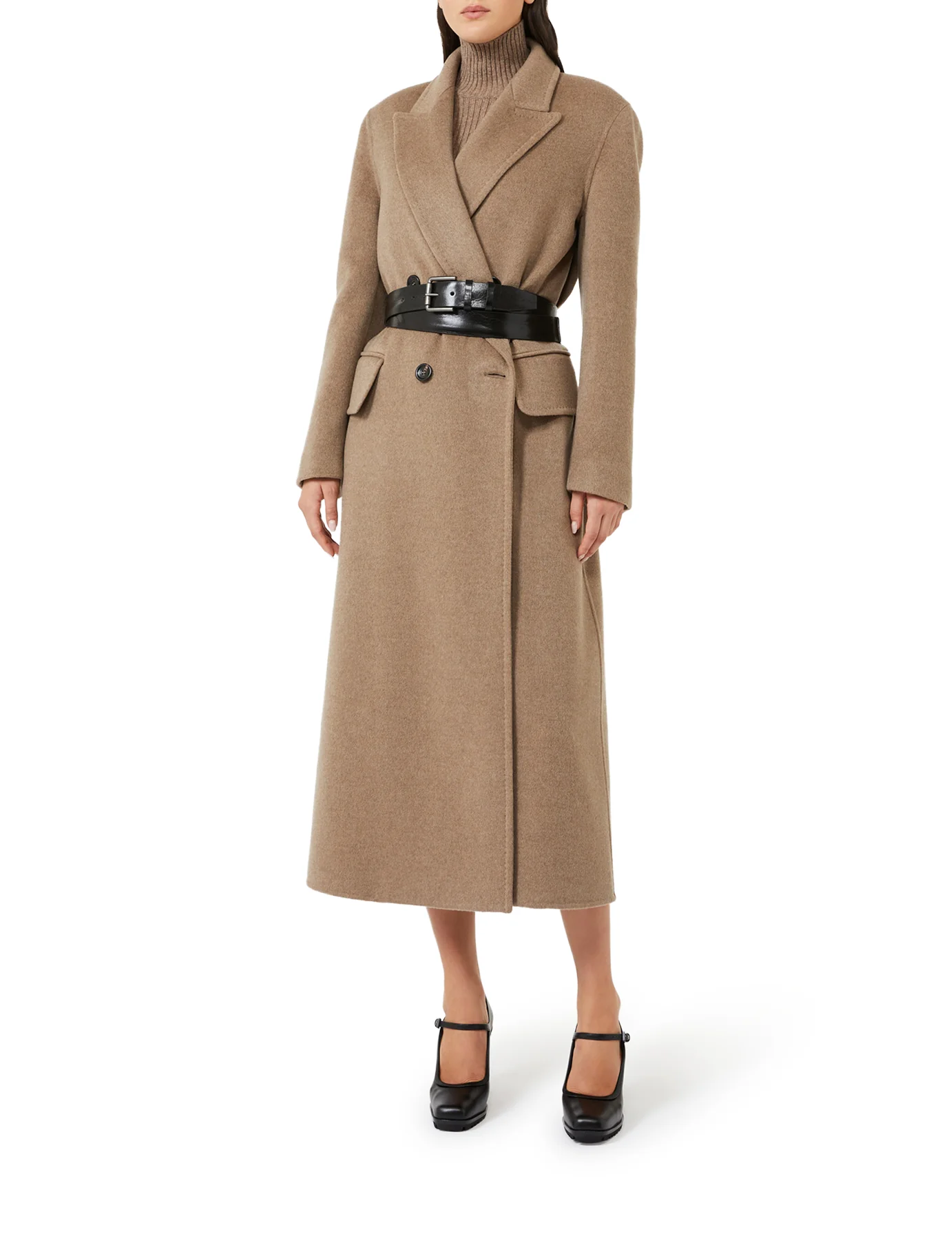 LONG DOUBLE-BREASTED CASHMERE COAT - Image 4