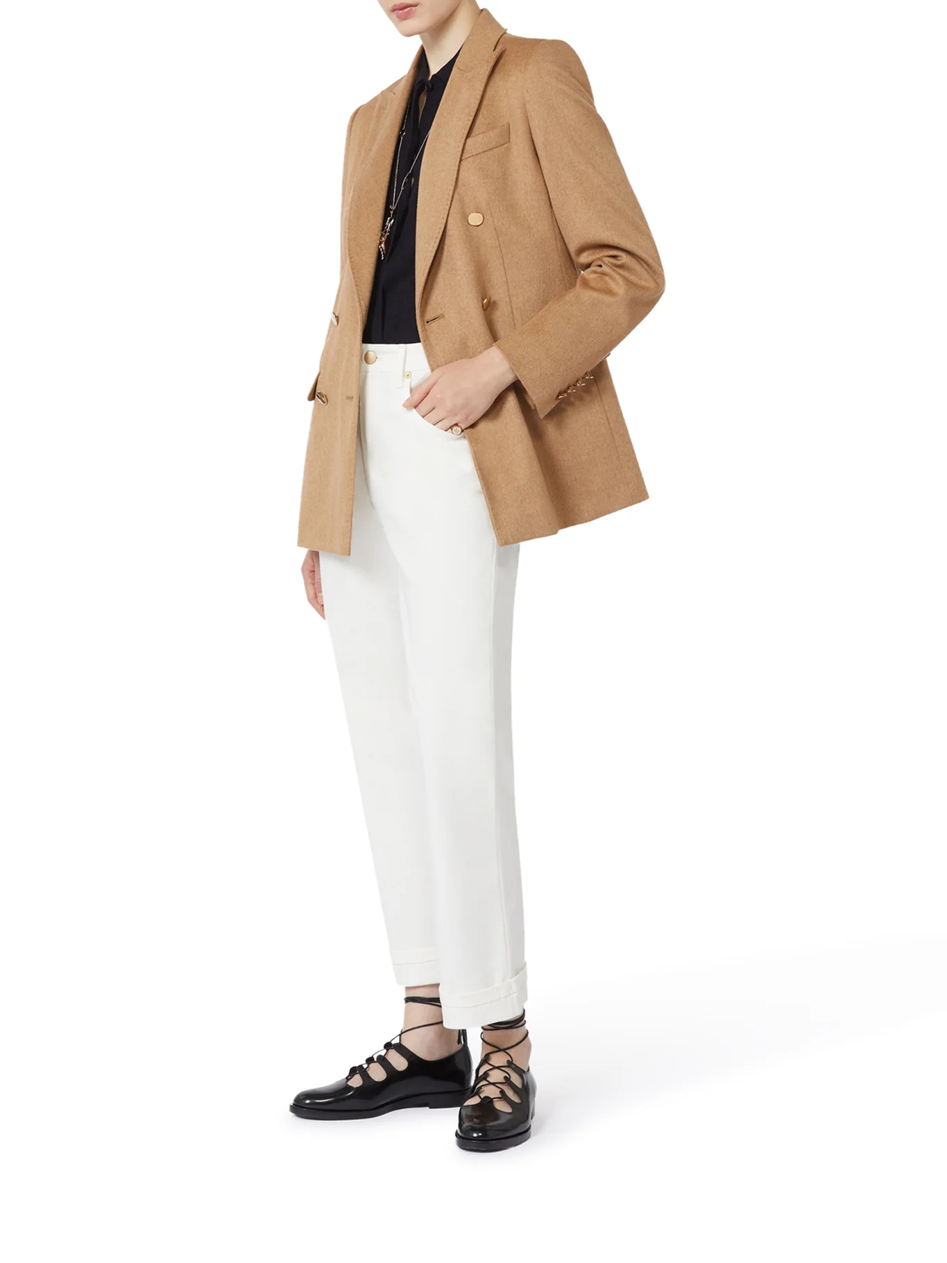 CAMEL DRAP BLAZER WITH SABLES - Image 2