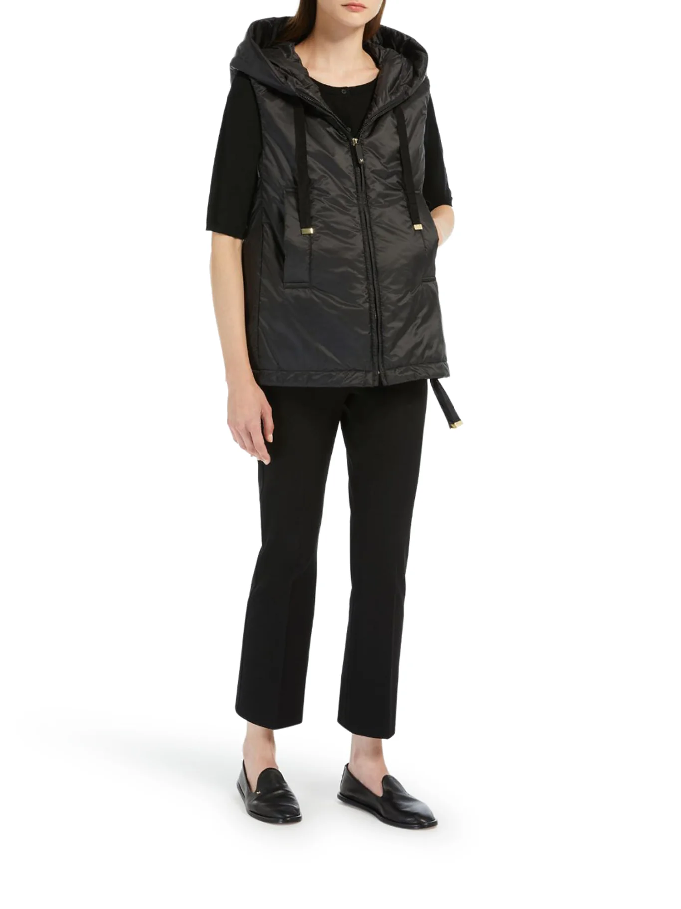 PADDED VEST WITH HOOD IN ANTI-DROP CANVAS - Image 2