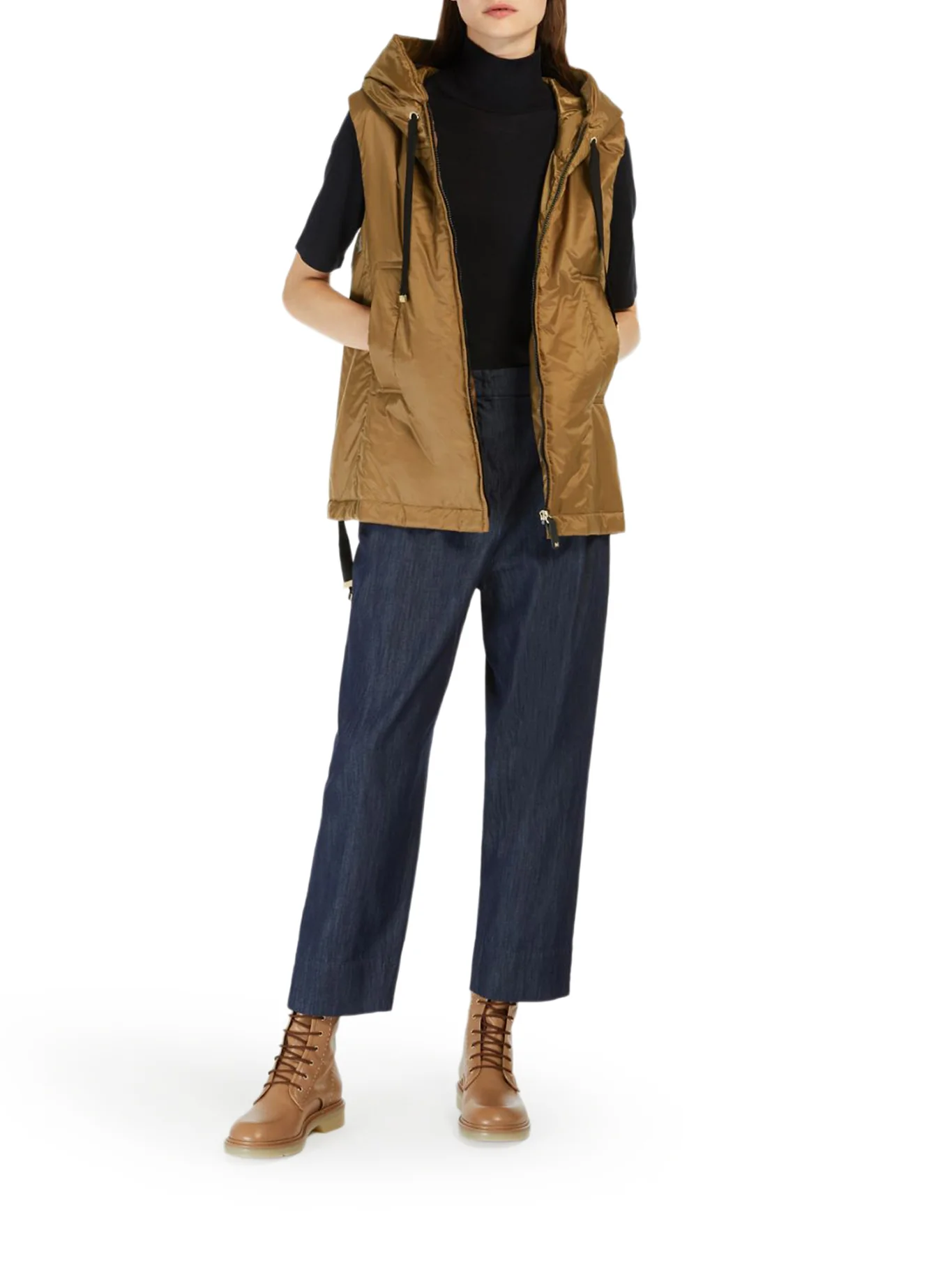 PADDED VEST WITH HOOD IN ANTI-DROP CANVAS - Image 2