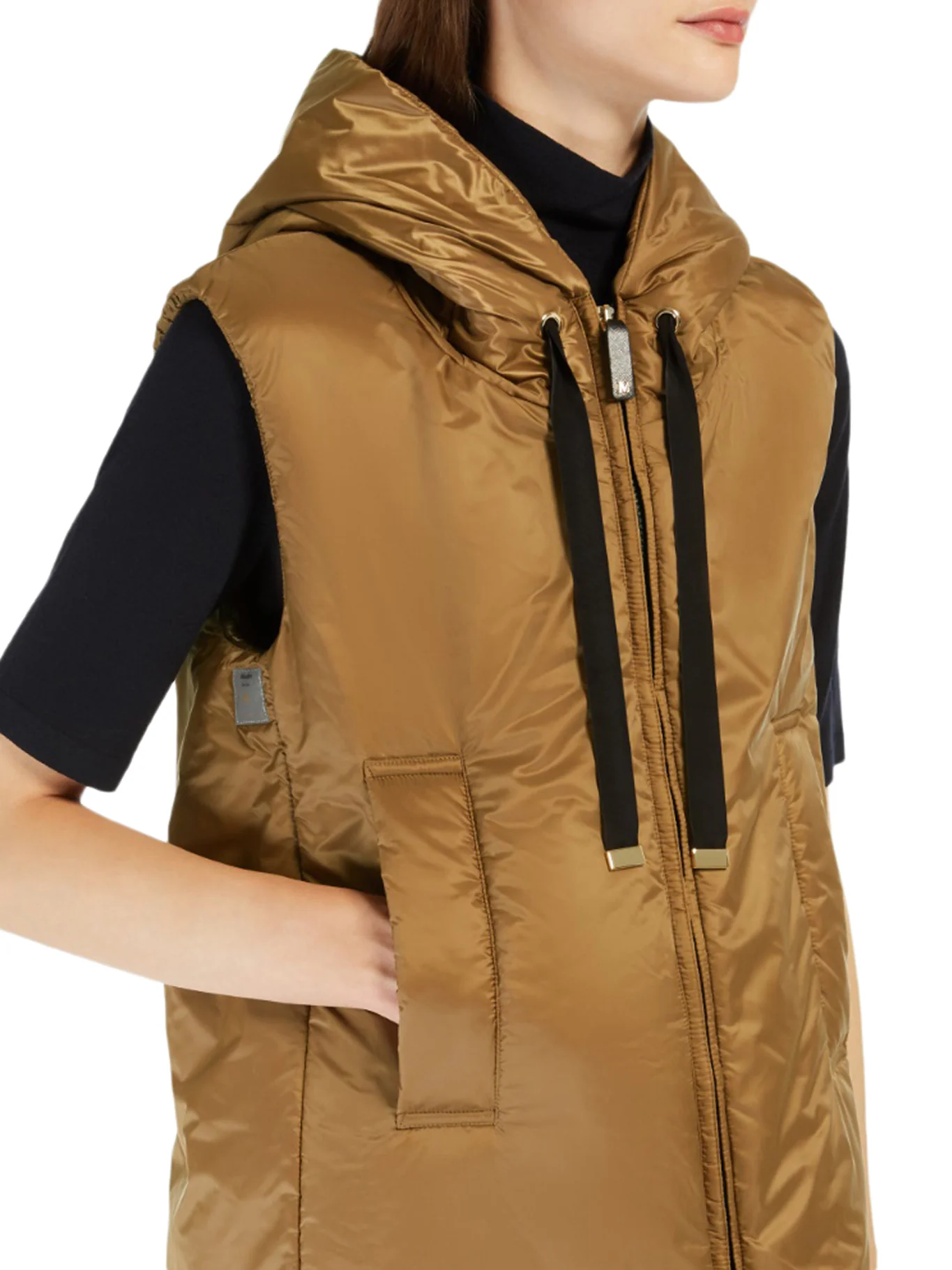 PADDED VEST WITH HOOD IN ANTI-DROP CANVAS - Image 5