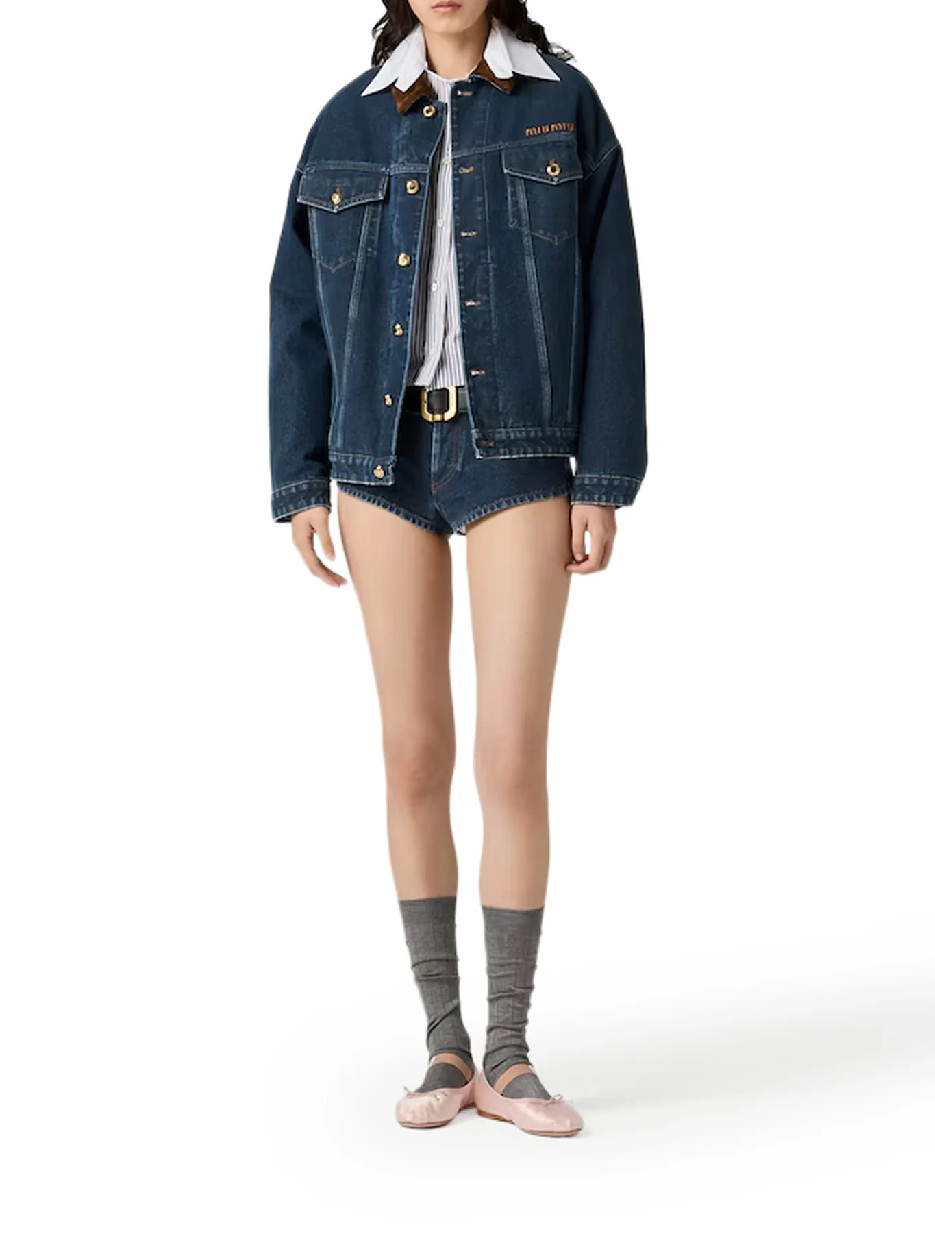 FLOCKED DENIM AND VELVET BLOUSON - Image 2