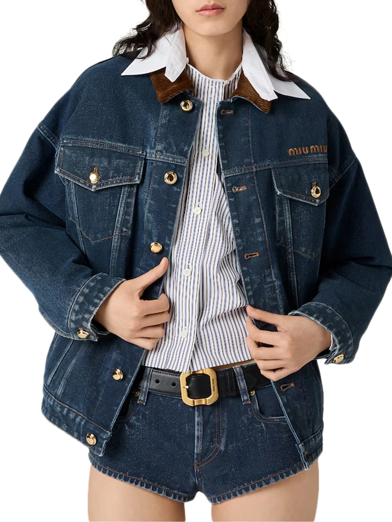 FLOCKED DENIM AND VELVET BLOUSON - Image 3