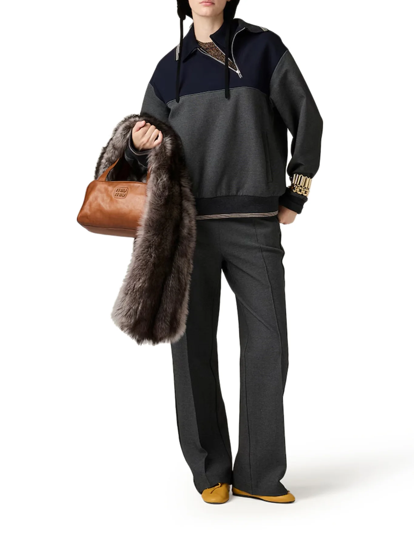KNIT TROUSERS WITH FABRIC STITCH - Image 2
