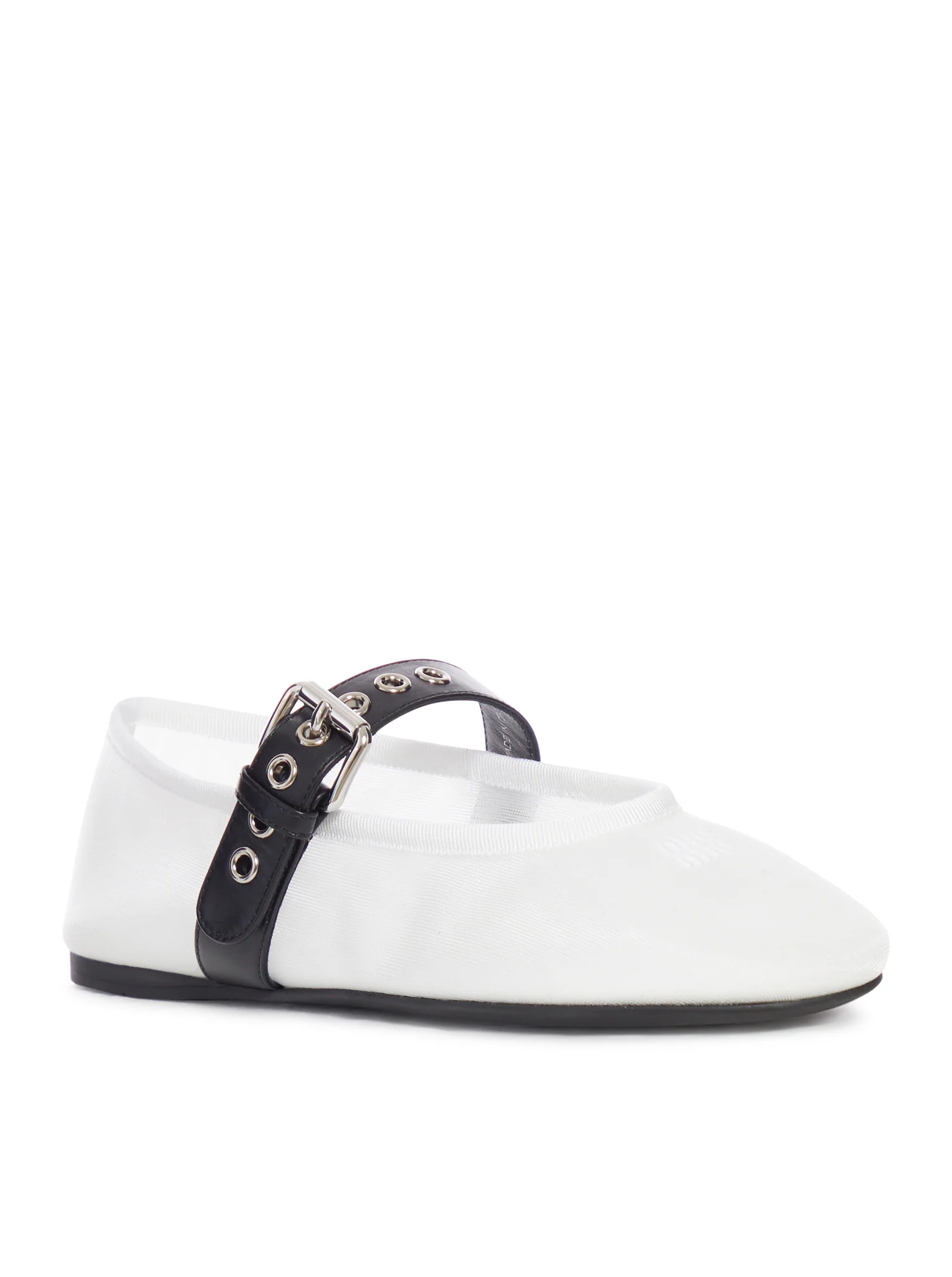 MESH BALLERINAS WITH CONTRASTING LEATHER BUCKLE - Image 2