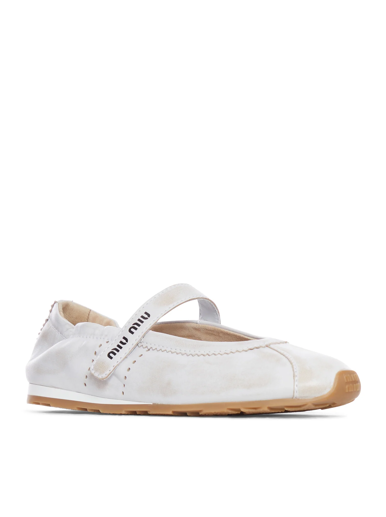 PLUME BALLET FLATS IN DÉLAVÉ EFFECT LEATHER - Image 2