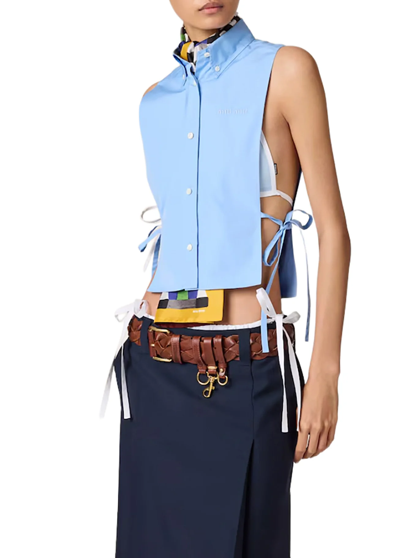SLEEVELESS POPLIN SHIRT WITH RIBBONS - Image 2