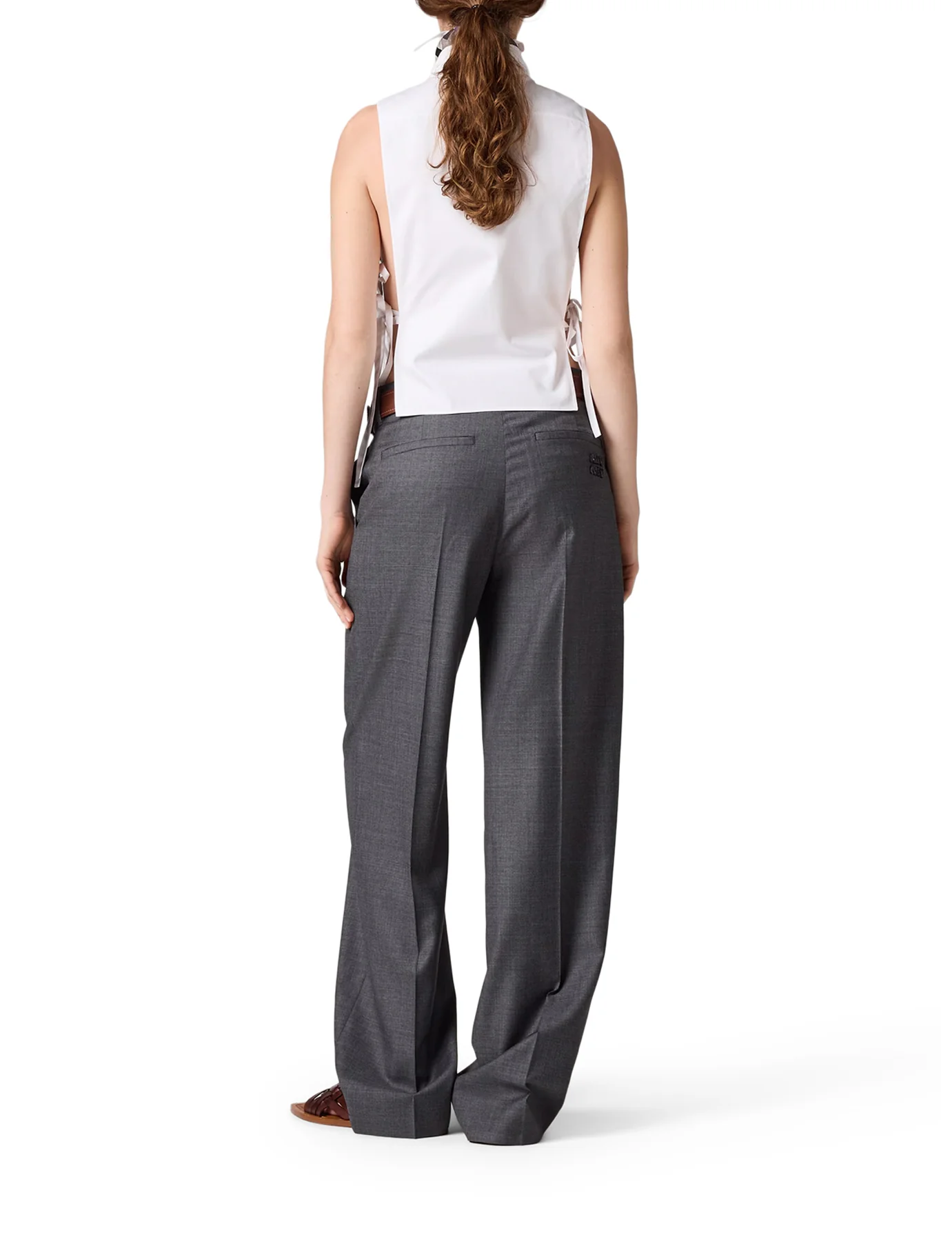 SLEEVELESS POPLIN SHIRT WITH RIBBONS - Image 3