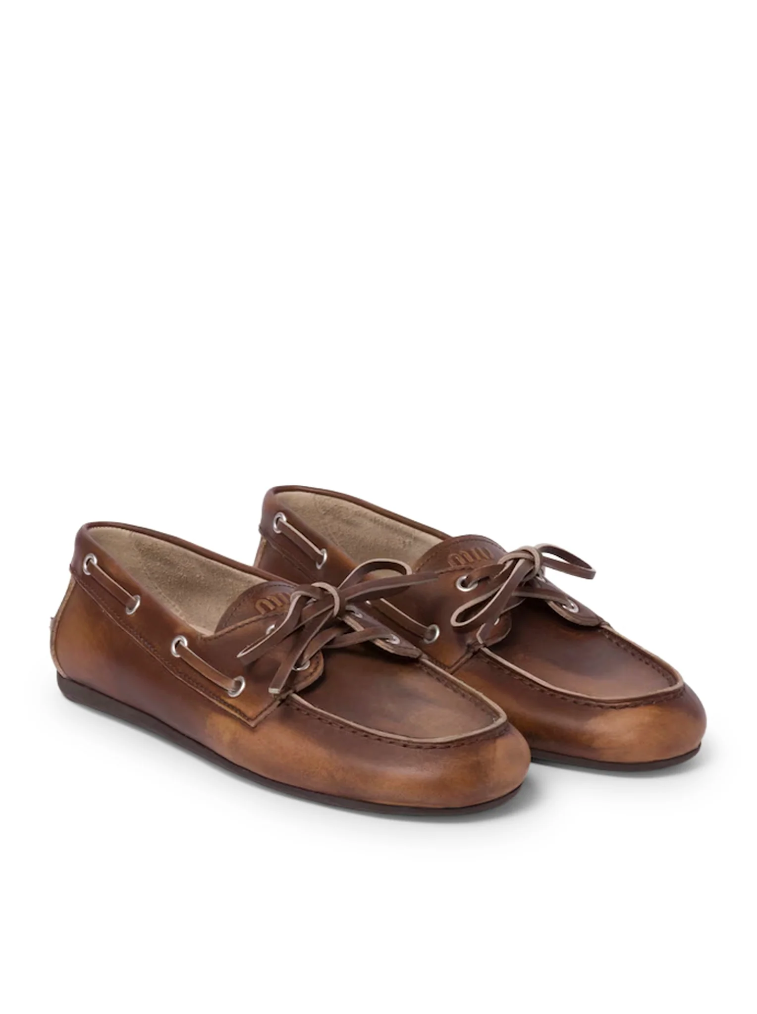 UNLINED BOAT LOAFERS IN DECOLORED LEATHER - Image 3