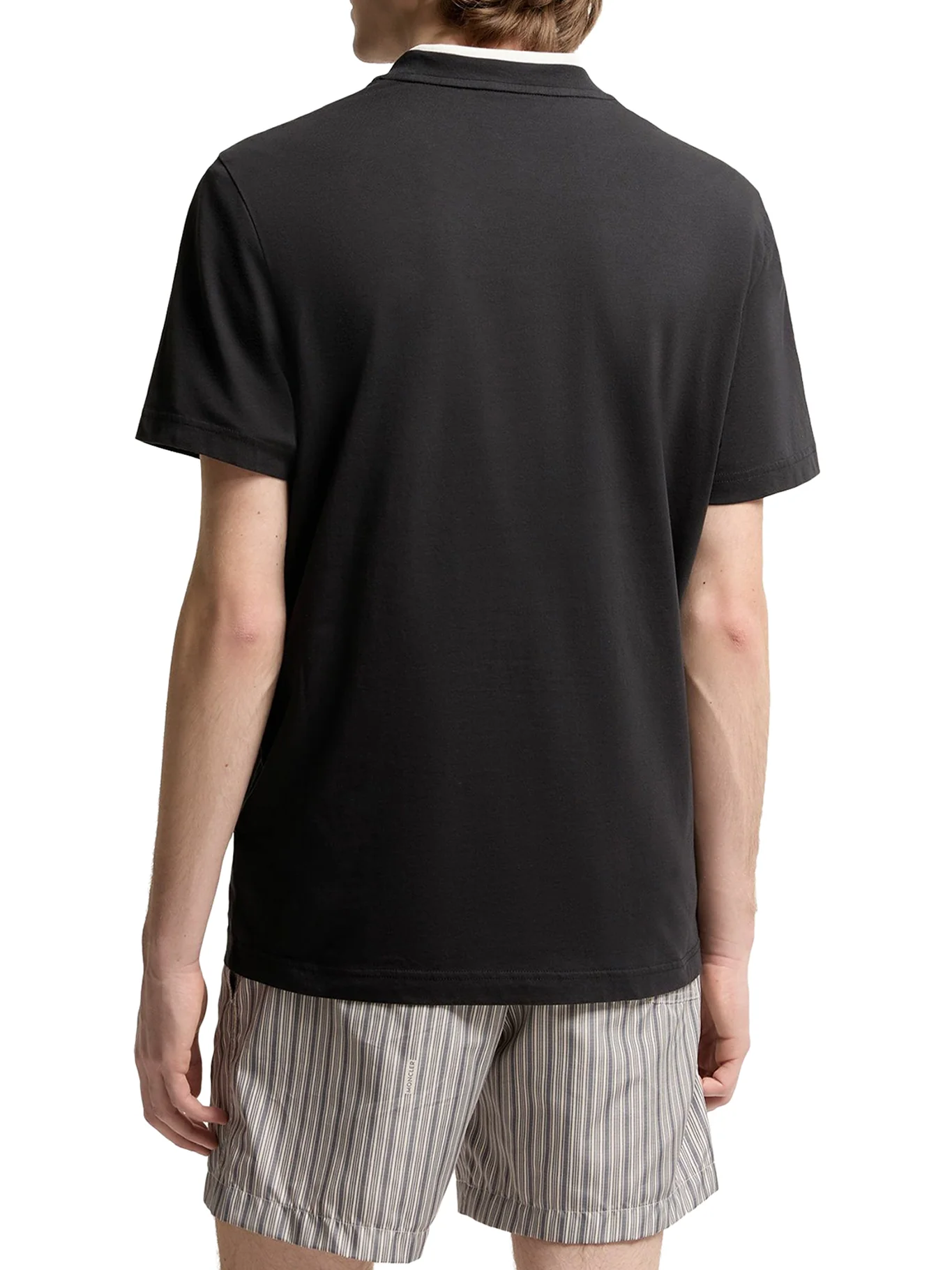 BLACK COTTON T-SHIRT WITH EMBROIDERED TRICOLOR LOGO - Image 4
