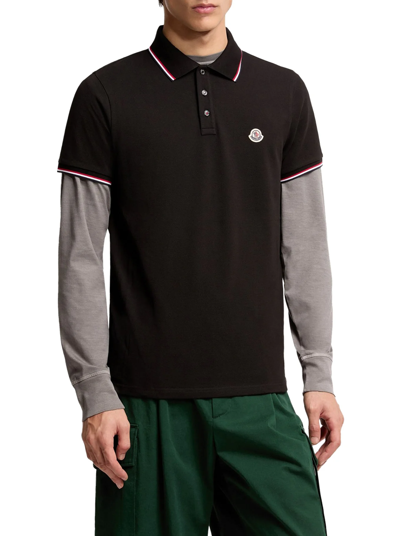 COTTON PIQUET POLO SHIRT WITH TRICOLOR TRIM - Image 3