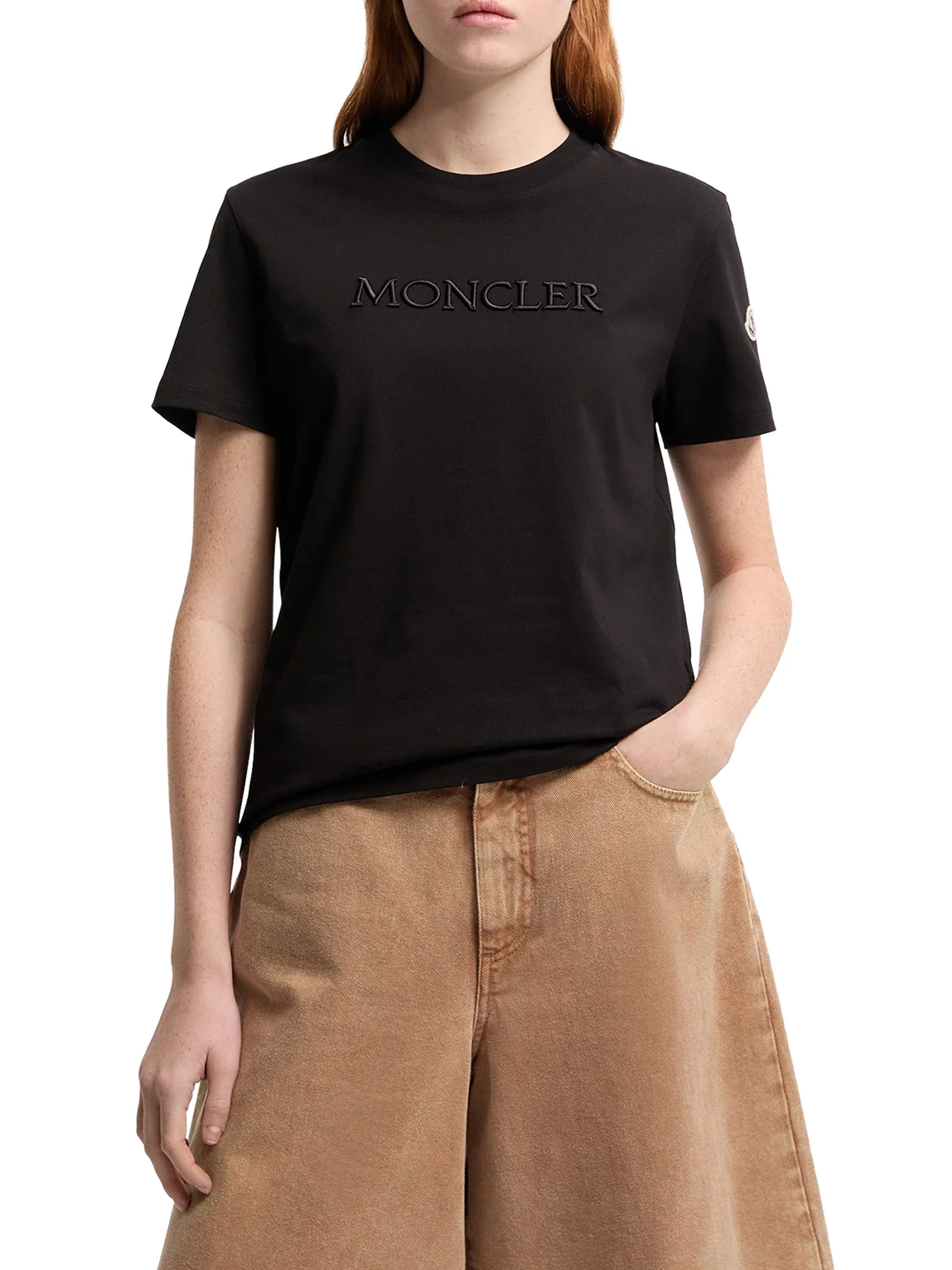 COTTON T-SHIRT WITH EMBROIDERED TONE-ON-TONE LOGO - Image 3
