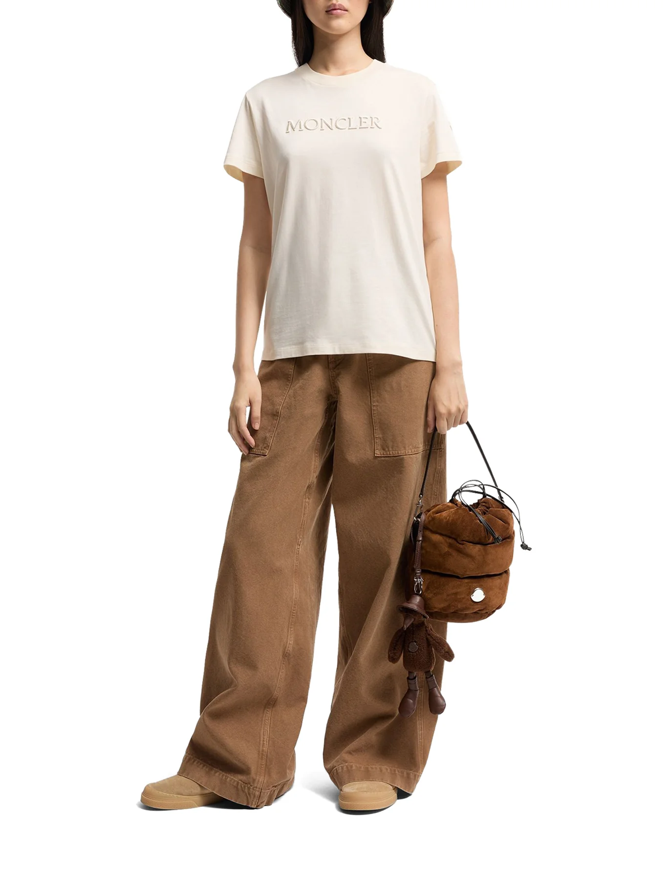 COTTON T-SHIRT WITH EMBROIDERED TONE-ON-TONE LOGO - Image 2