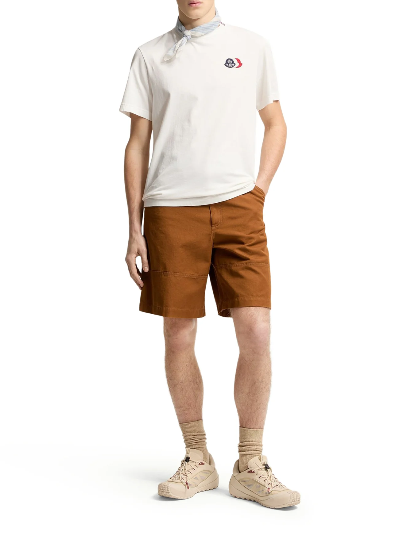 COTTON T-SHIRT WITH EMBROIDERED TRICOLOR LOGO - Image 2