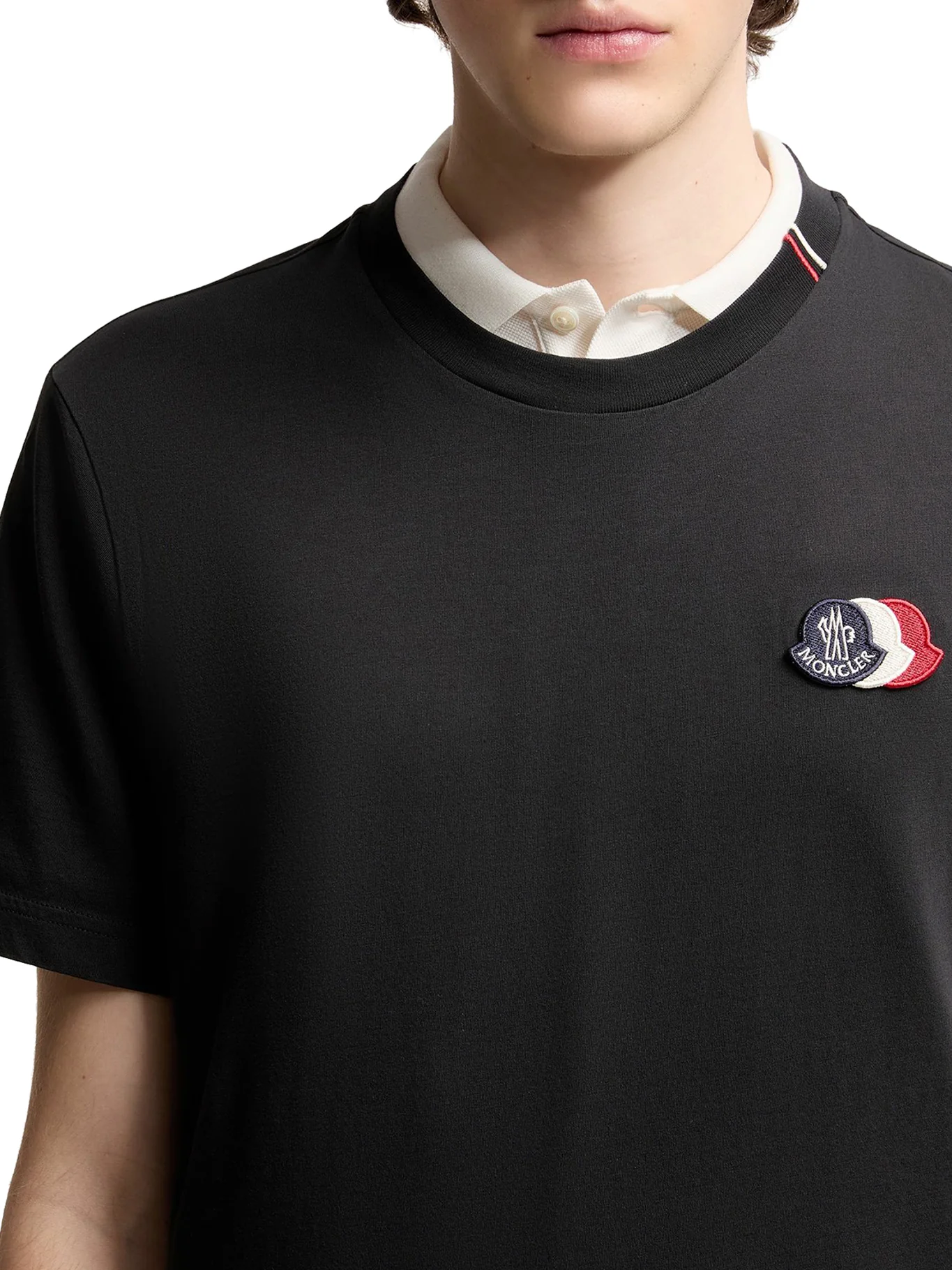 NAVY BLUE COTTON T-SHIRT WITH EMBROIDERED TRICOLOR LOGO - Image 5