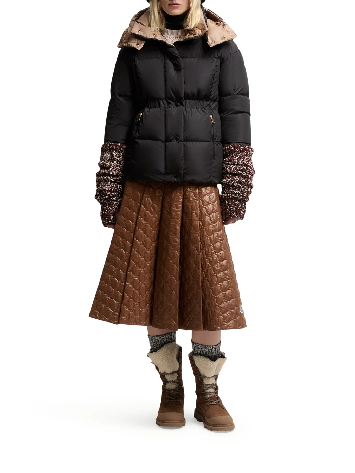 SHORT DOWN JACKET WITH HOOD AND CHECKED QUILTING AGNEUX - Image 2