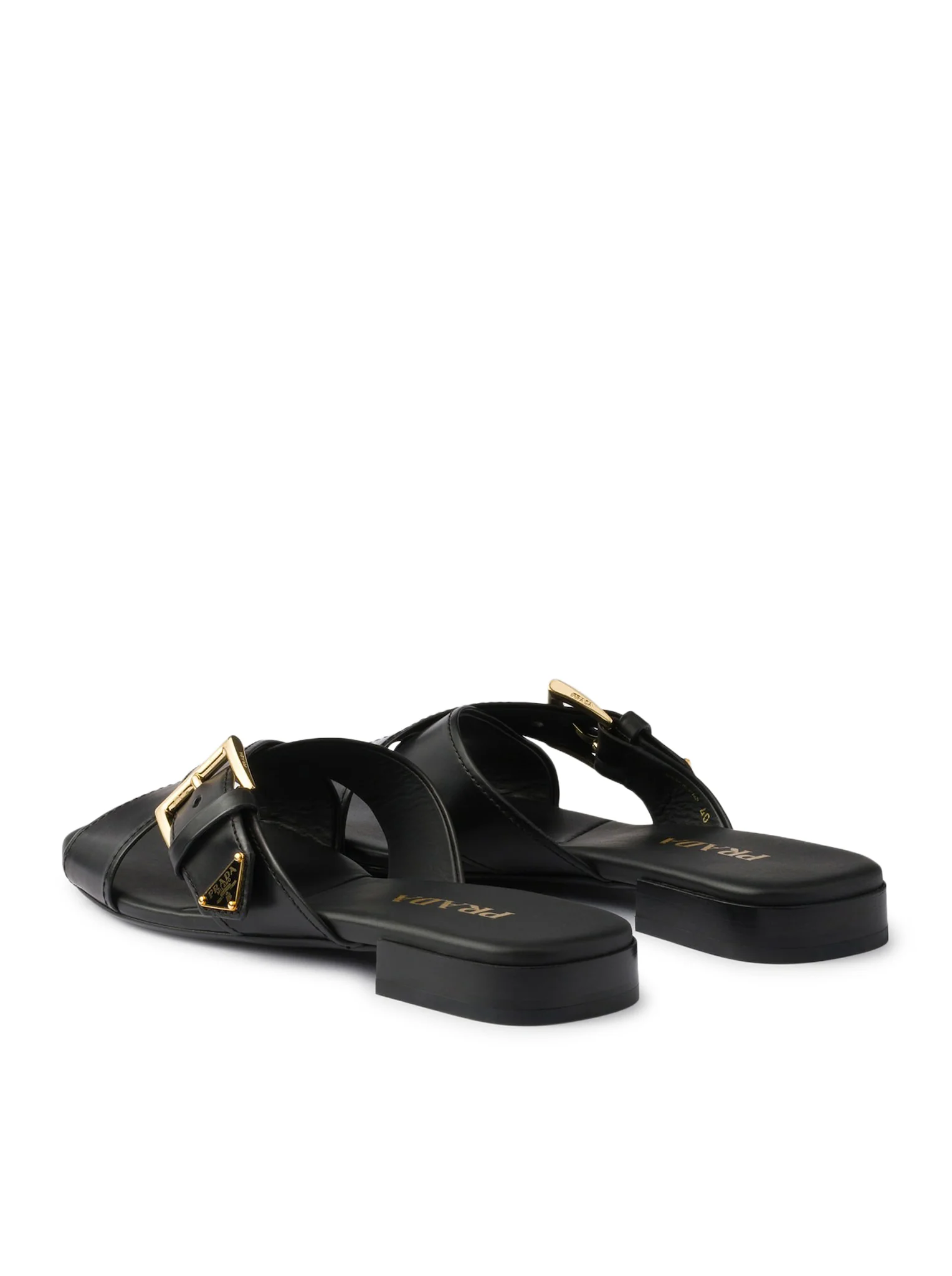 LEATHER SLIDER SANDALS WITH BUCKLE - Image 3
