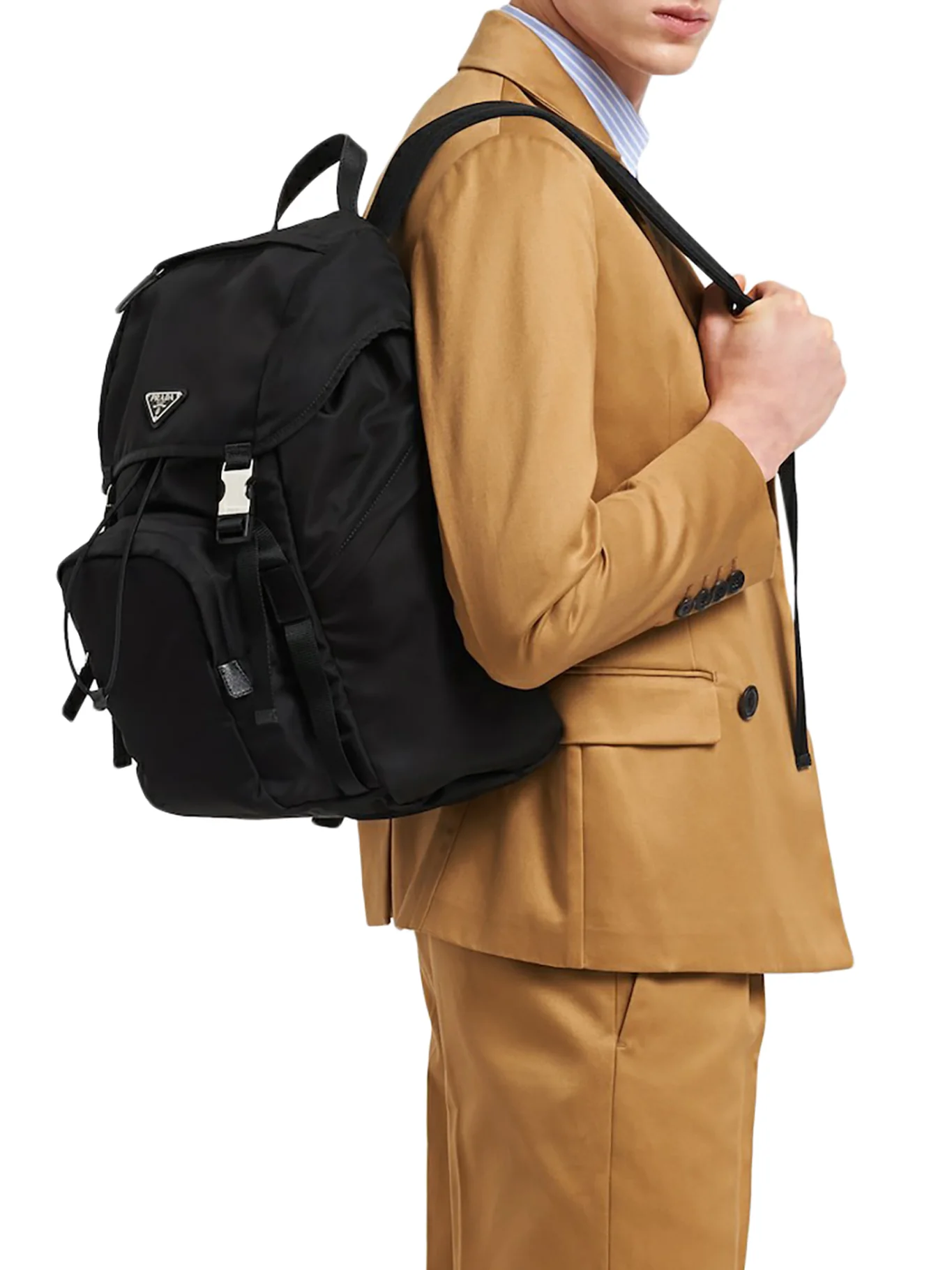 BACKPACK IN RE-NYLON AND SAFFIANO LEATHER - Image 2