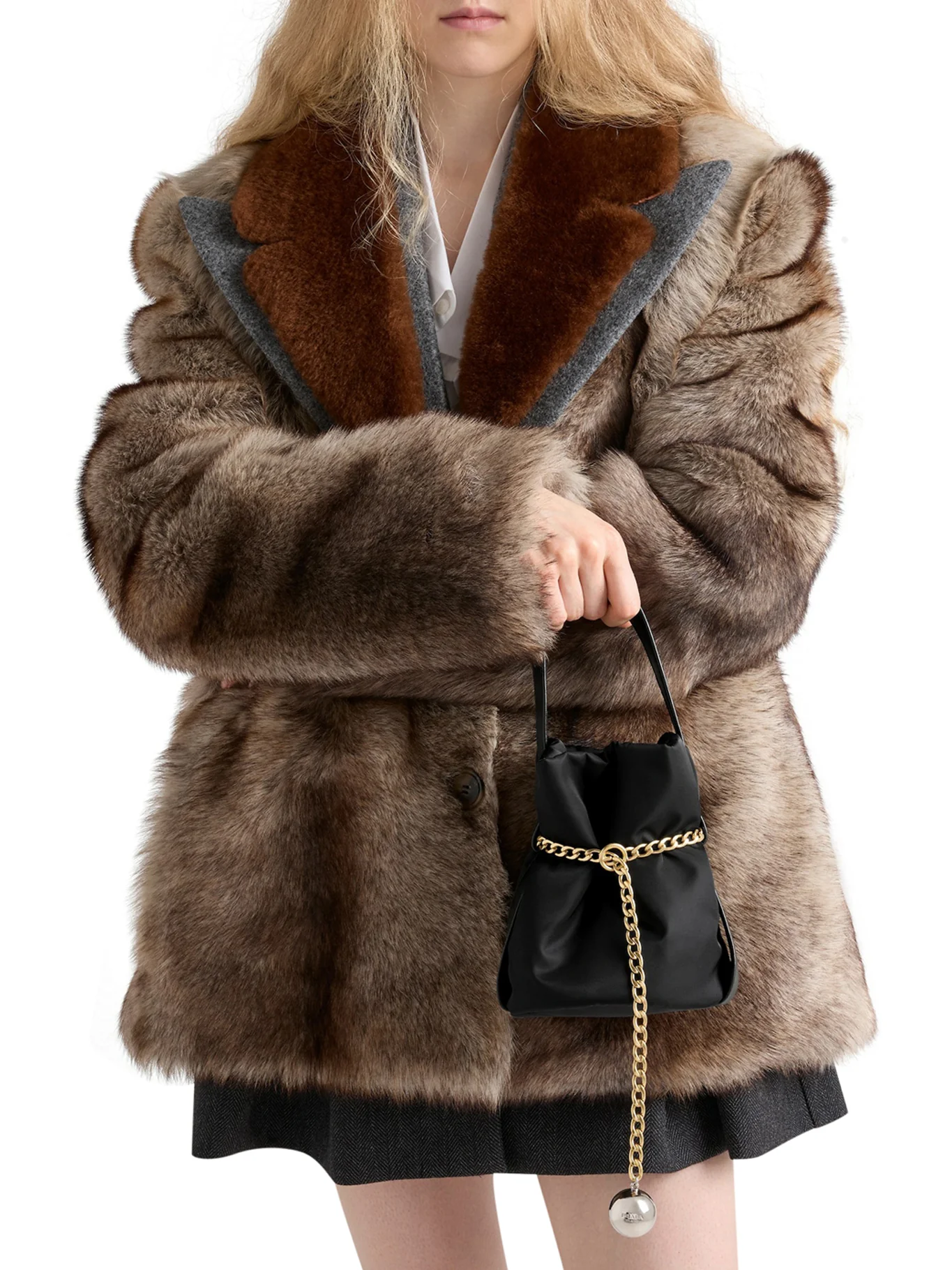 PETIT SAC NOIR MINI BUCKET BAG IN RE-NYLON AND NAPPA - Image 3