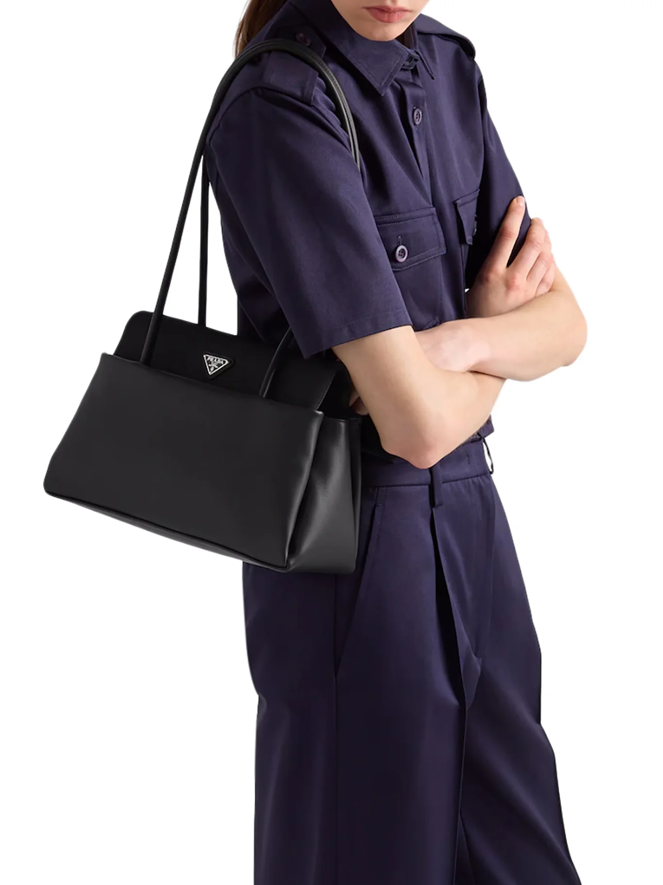 PRADA PASSAGE MEDIUM LEATHER BAG WITH RE-NYLON FLAP - Image 3