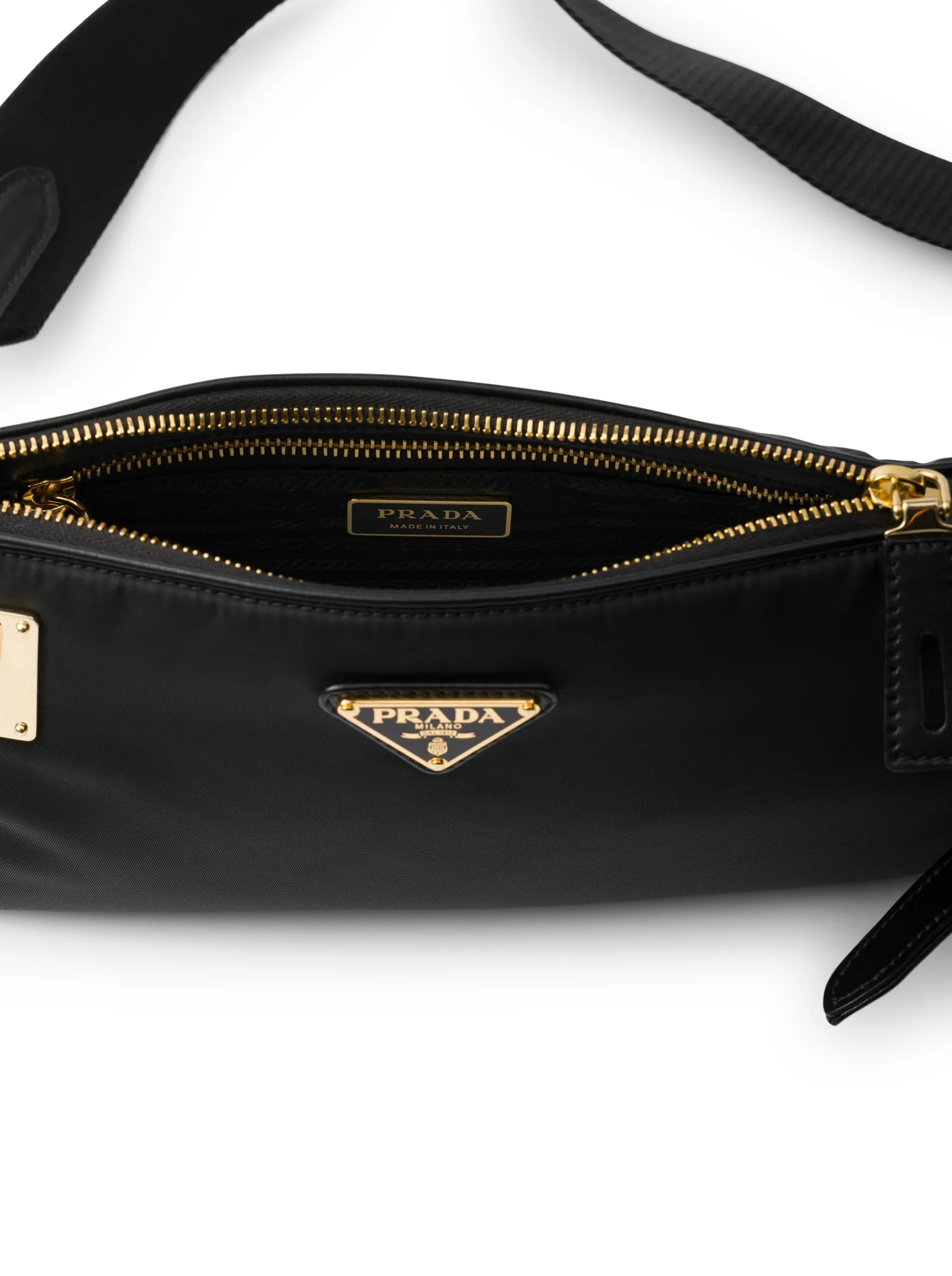 SMALL RE-NYLON AND LEATHER SHOULDER BAG WITH PADLOCK - Image 4