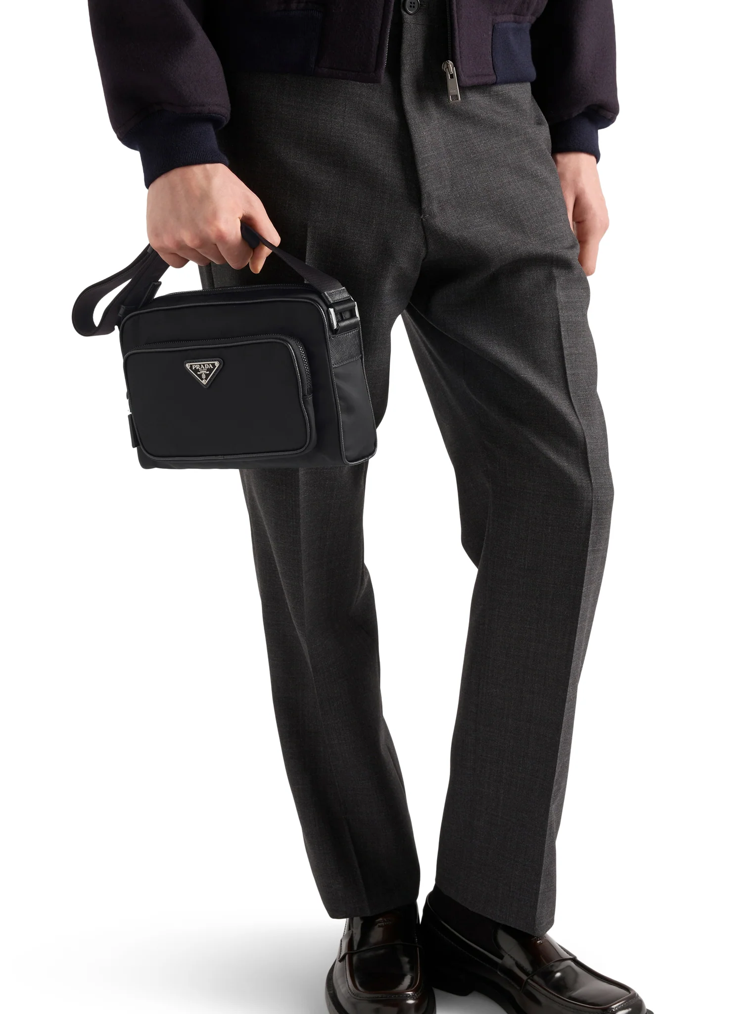 SMALL SHOULDER BAG IN RE-NYLON AND SAFFIANO - Image 3