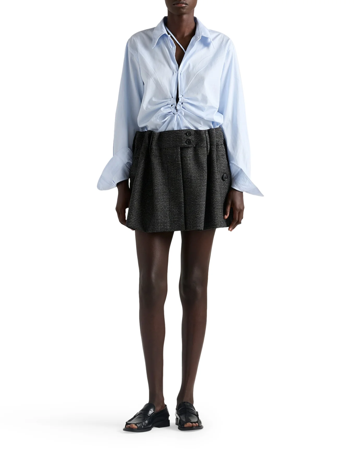 VICHY PATTERN MOULINÉ WOOL MINI SKIRT - Image 2