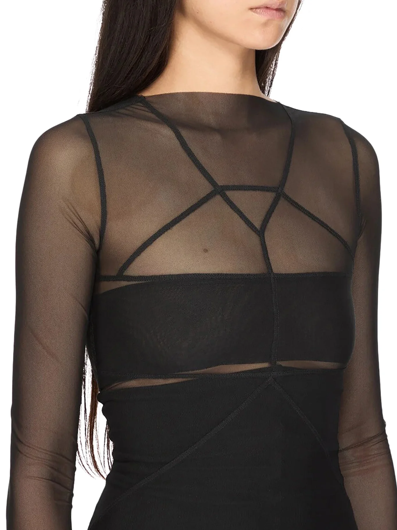 LONG TRANSPARENT TULLE DRESS - Image 4