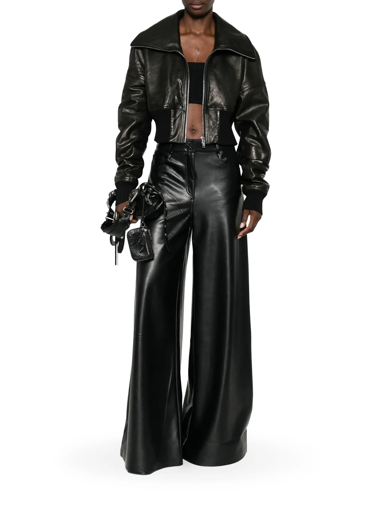 PADDED LEATHER BOMBER JACKET - Image 2
