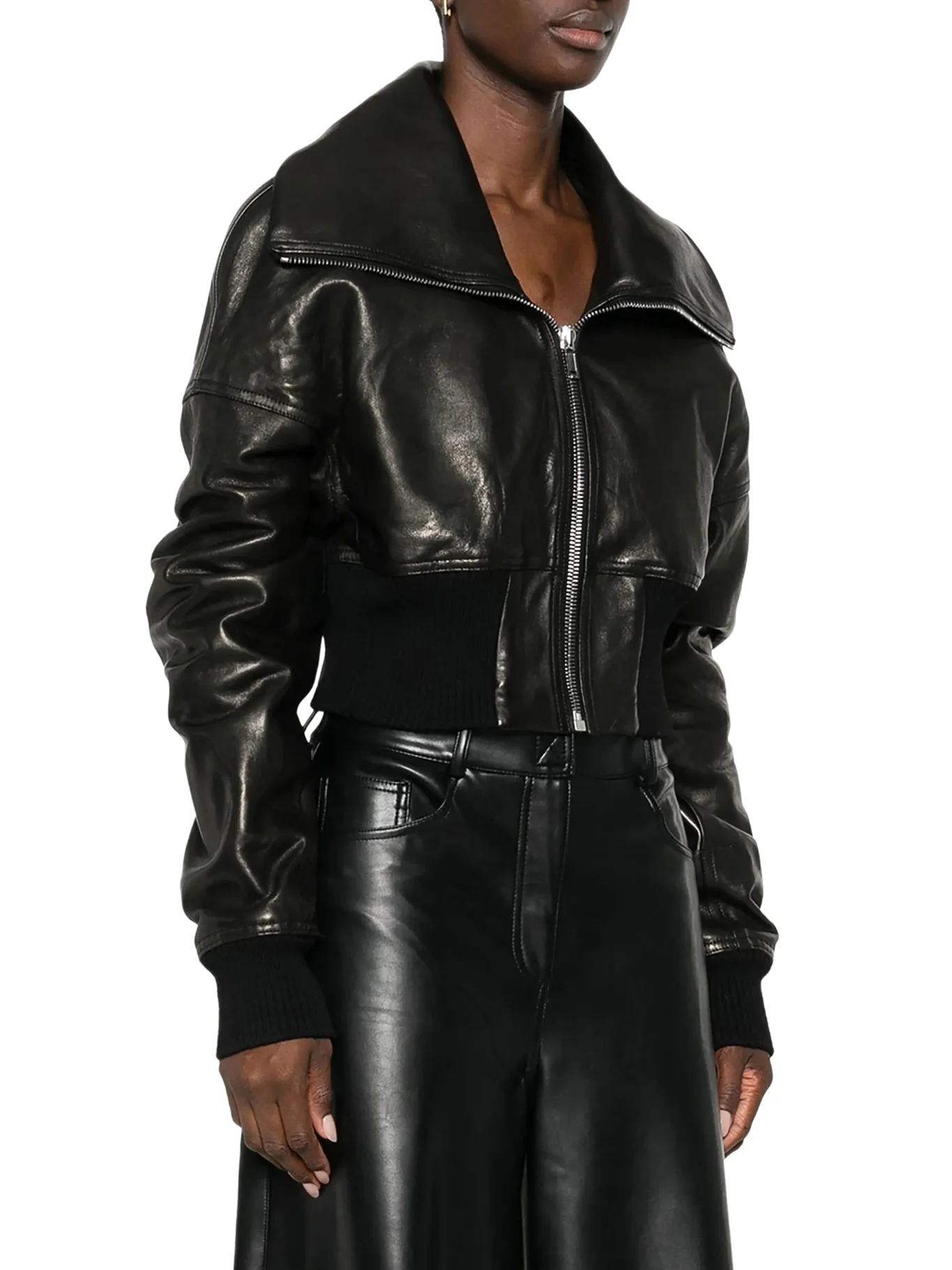 PADDED LEATHER BOMBER JACKET - Image 3